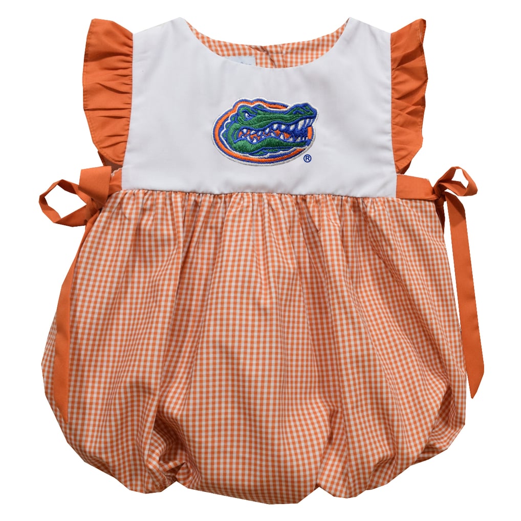 Girls Infant Vive La Fete Orange Florida Gators Gingham Puffy Bubble Dress
