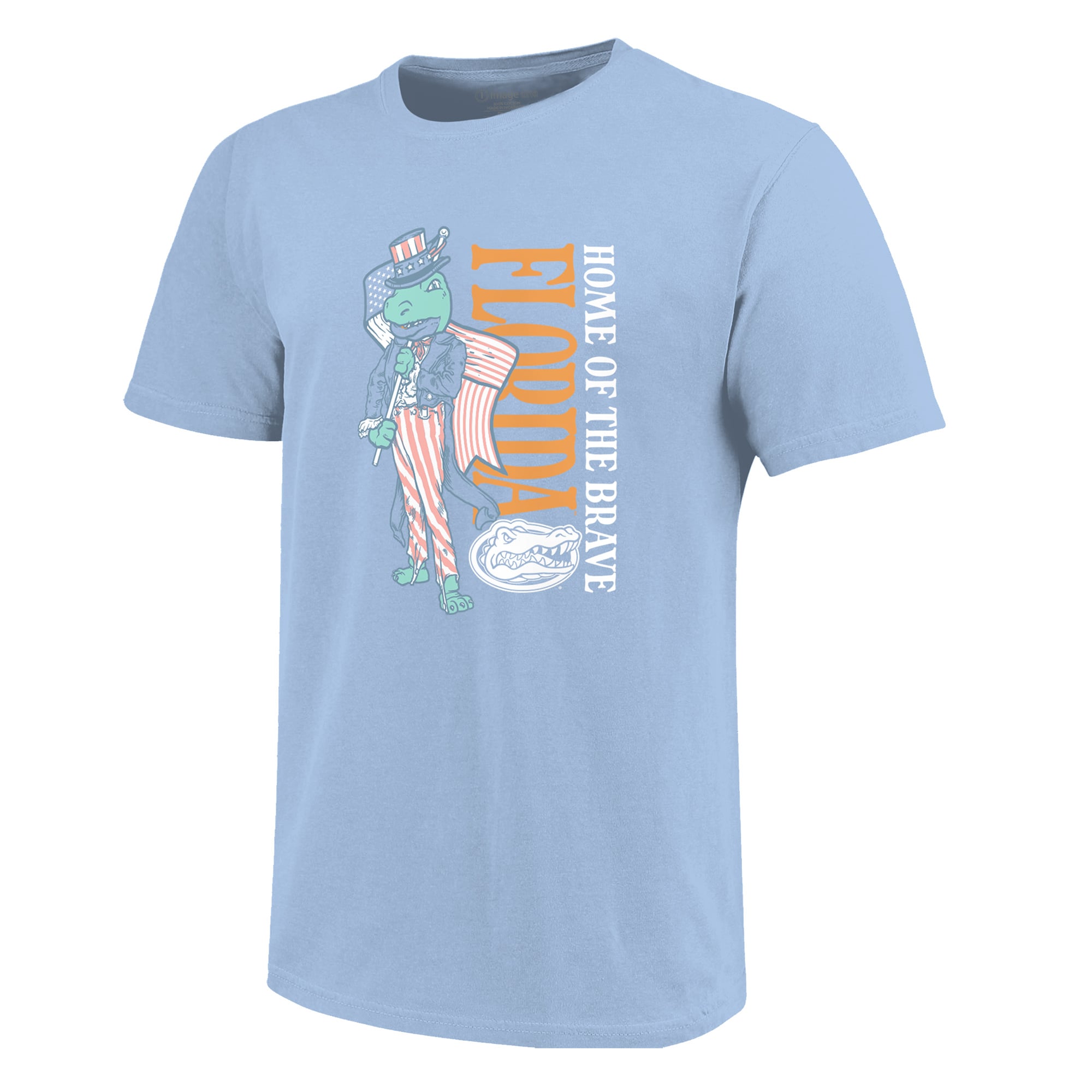Girls Youth Light Blue Florida Gators Americana Mascot Flag T-Shirt