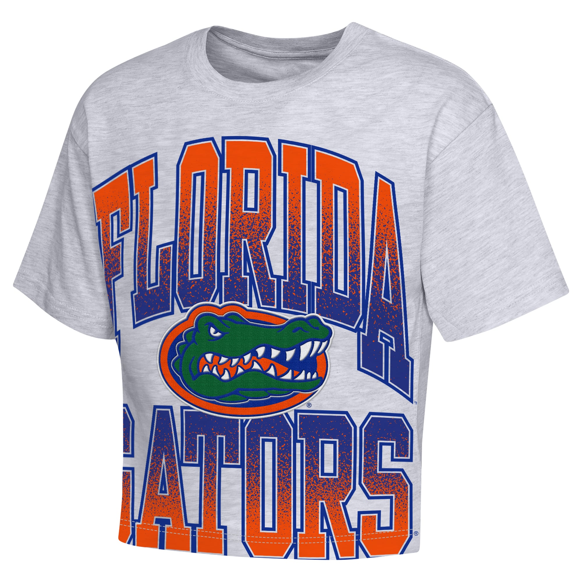 Girls Youth Outerstuff Heather Gray Florida Gators Big Team Energy Cropped Boxy T-Shirt