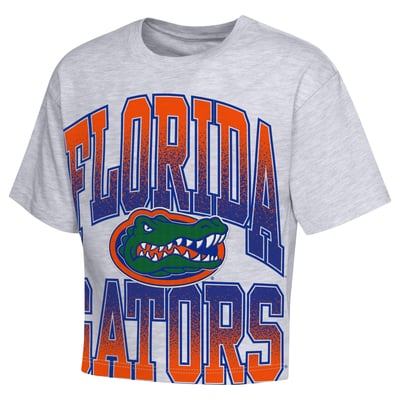 Florida Gators Outerstuff Girls Youth Big Team Energy Cropped Boxy T-Shirt - Heather Gray
