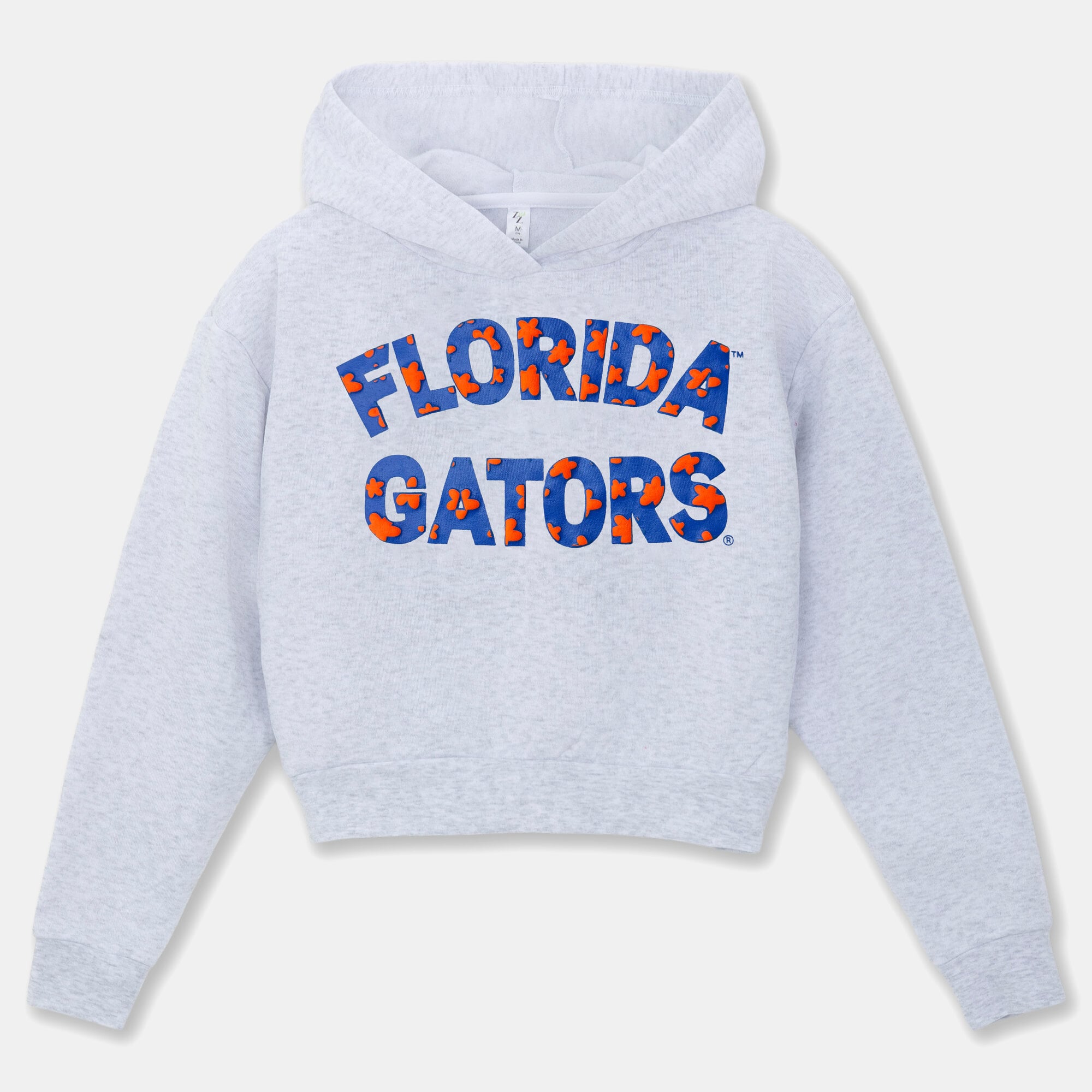 Sweat à capuche court ZooZatz pour filles et jeunes filles, Florida Gators, gris chiné