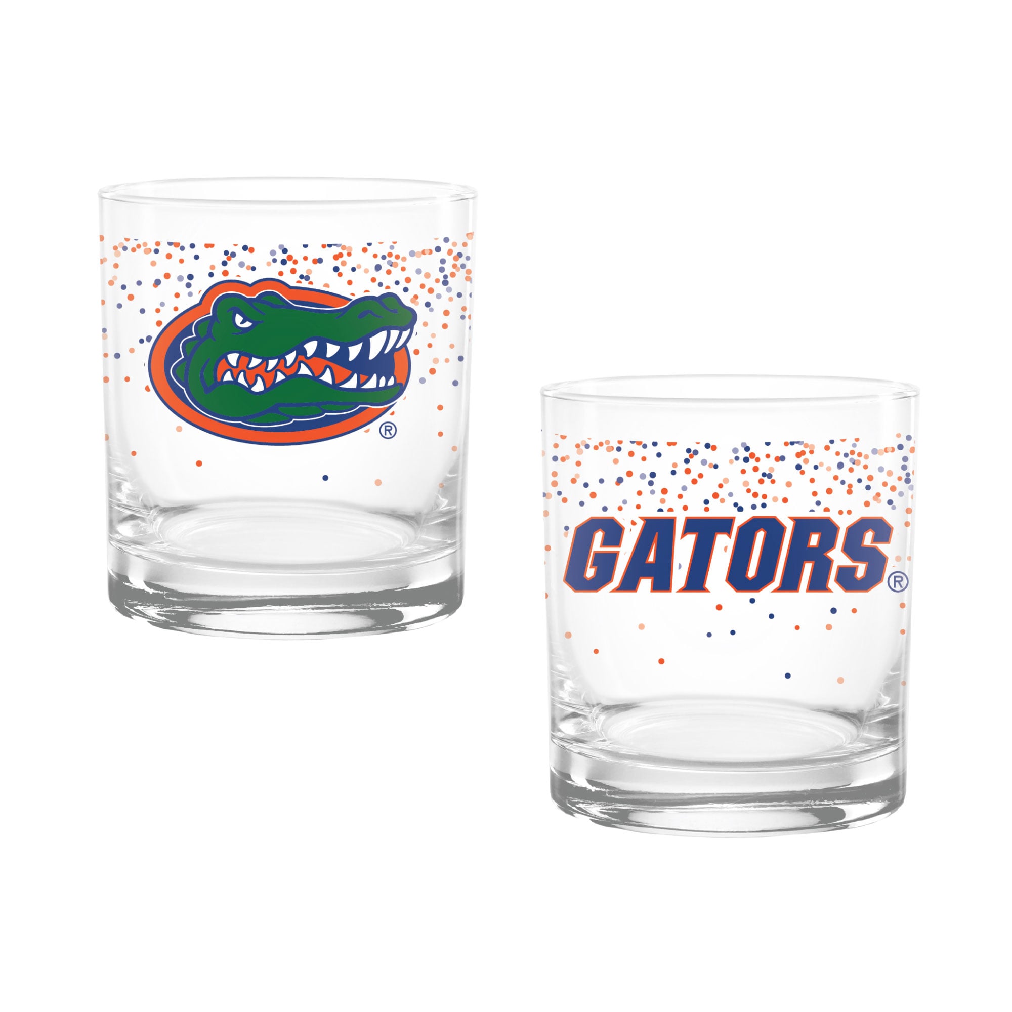Indigo Falls Florida Gators Confetti Rocks Glass Set of 2