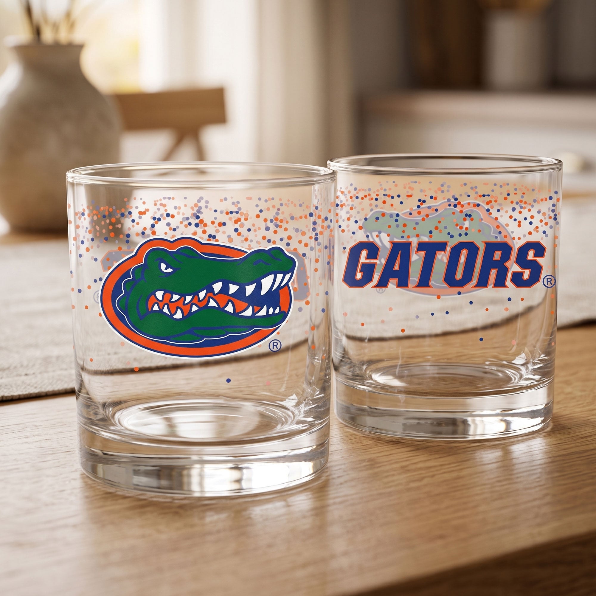 Indigo Falls Florida Gators Confetti Rocks Glass Set of 2