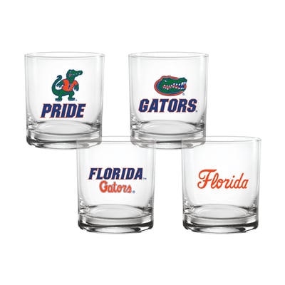  Florida Gators Indigo Falls Core 4-Pack Collectors 14oz. Rocks Glass Set
