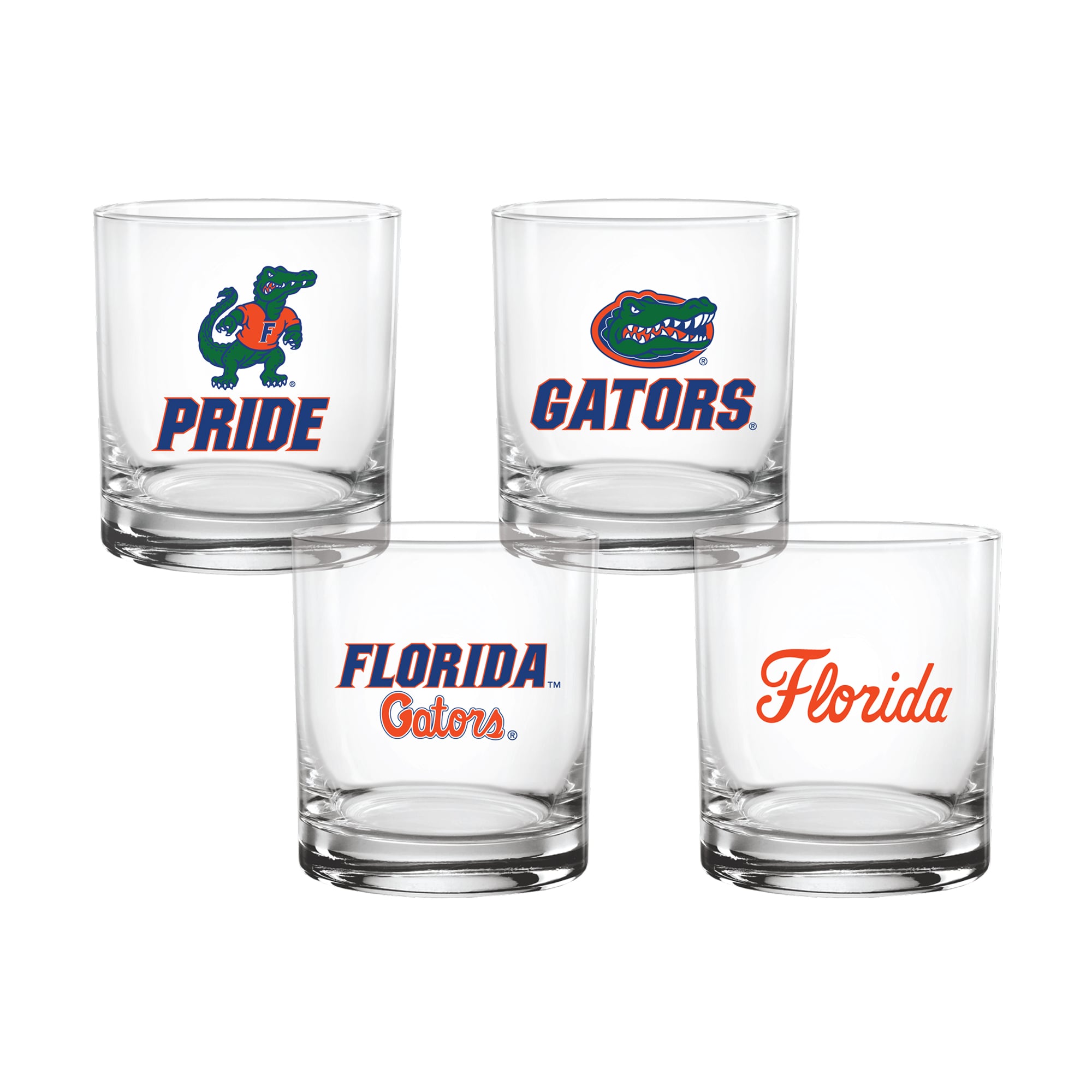 Coffret de 4 verres à whisky de collection Indigo Falls Florida Gators Core