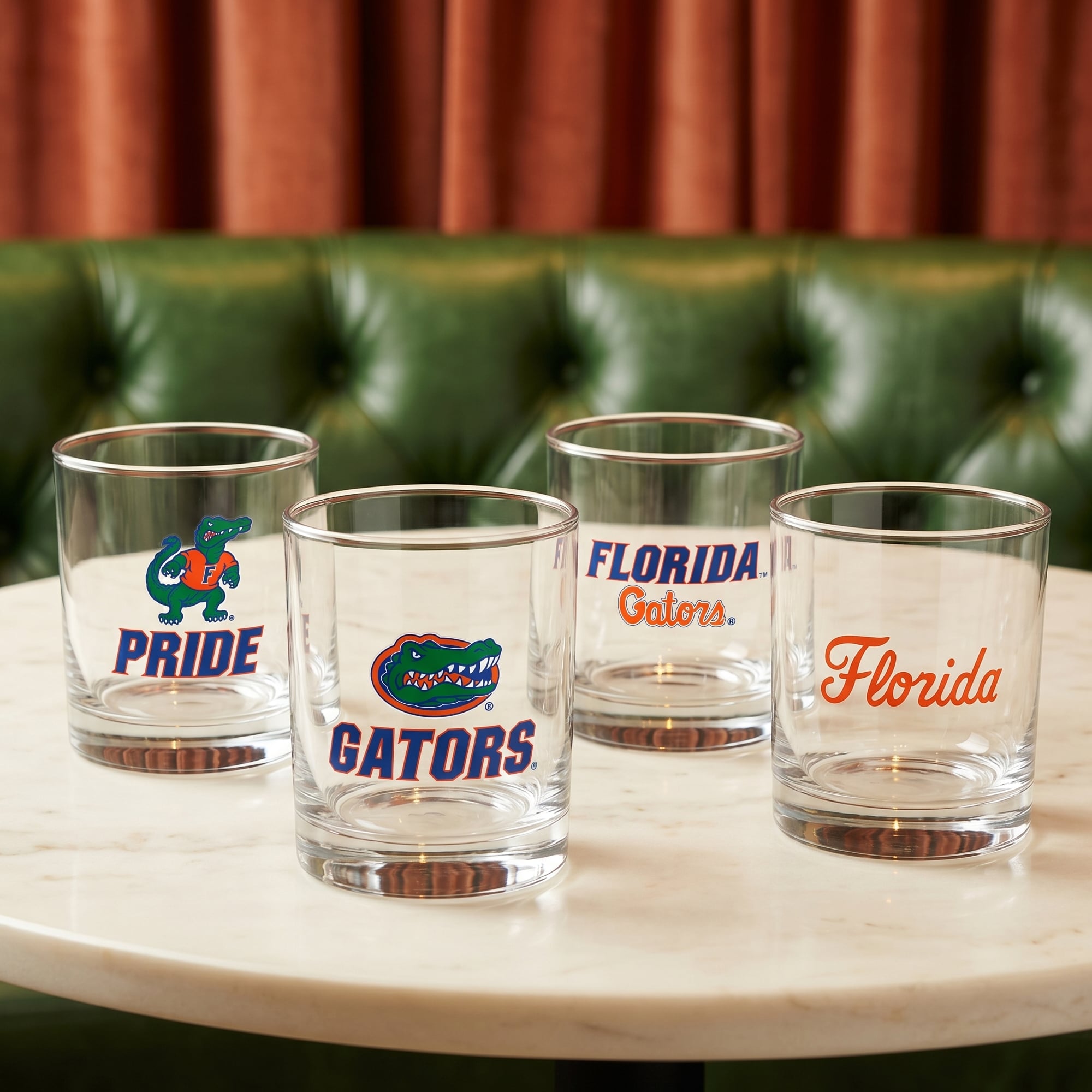 Coffret de 4 verres à whisky de collection Indigo Falls Florida Gators Core