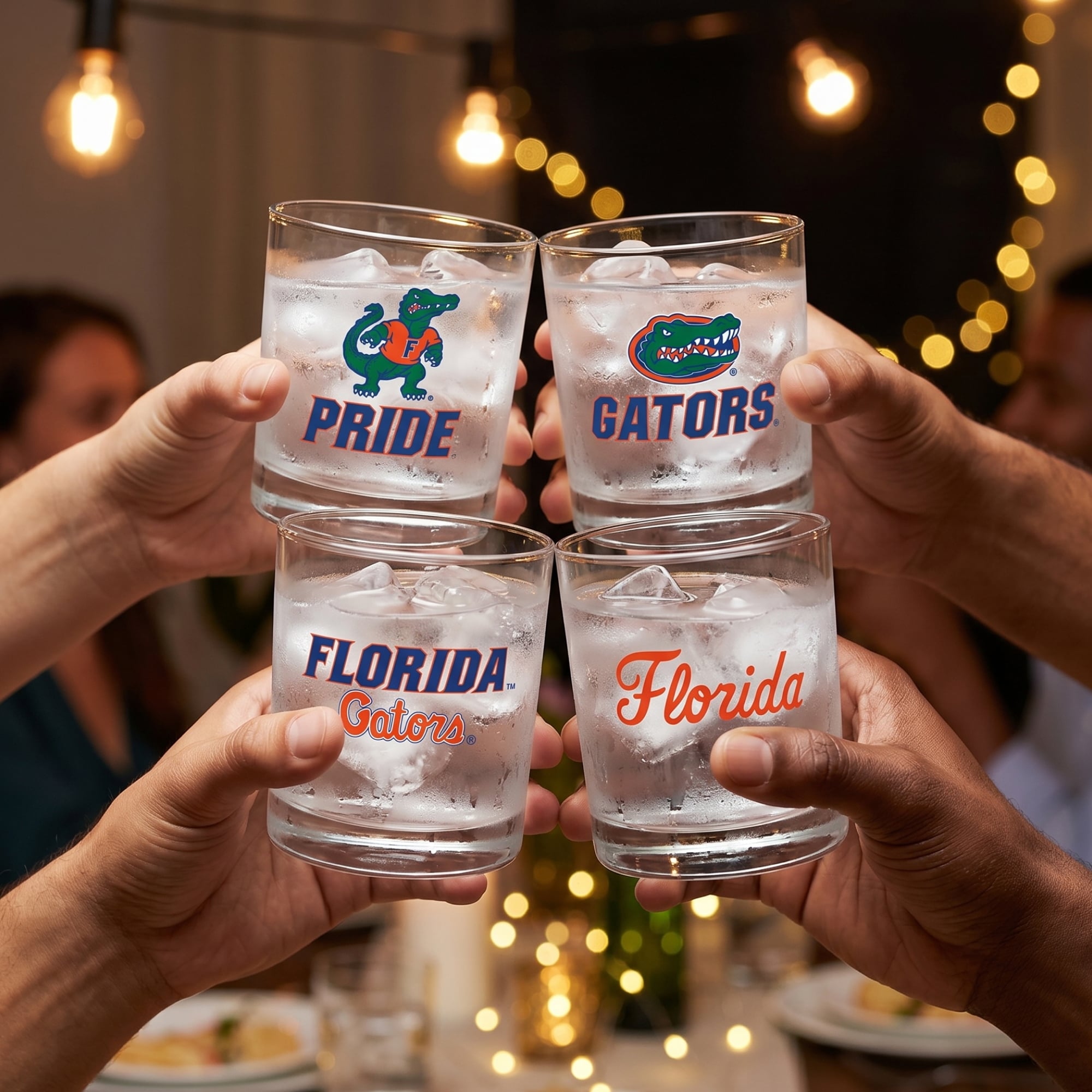 Coffret de 4 verres à whisky de collection Indigo Falls Florida Gators Core