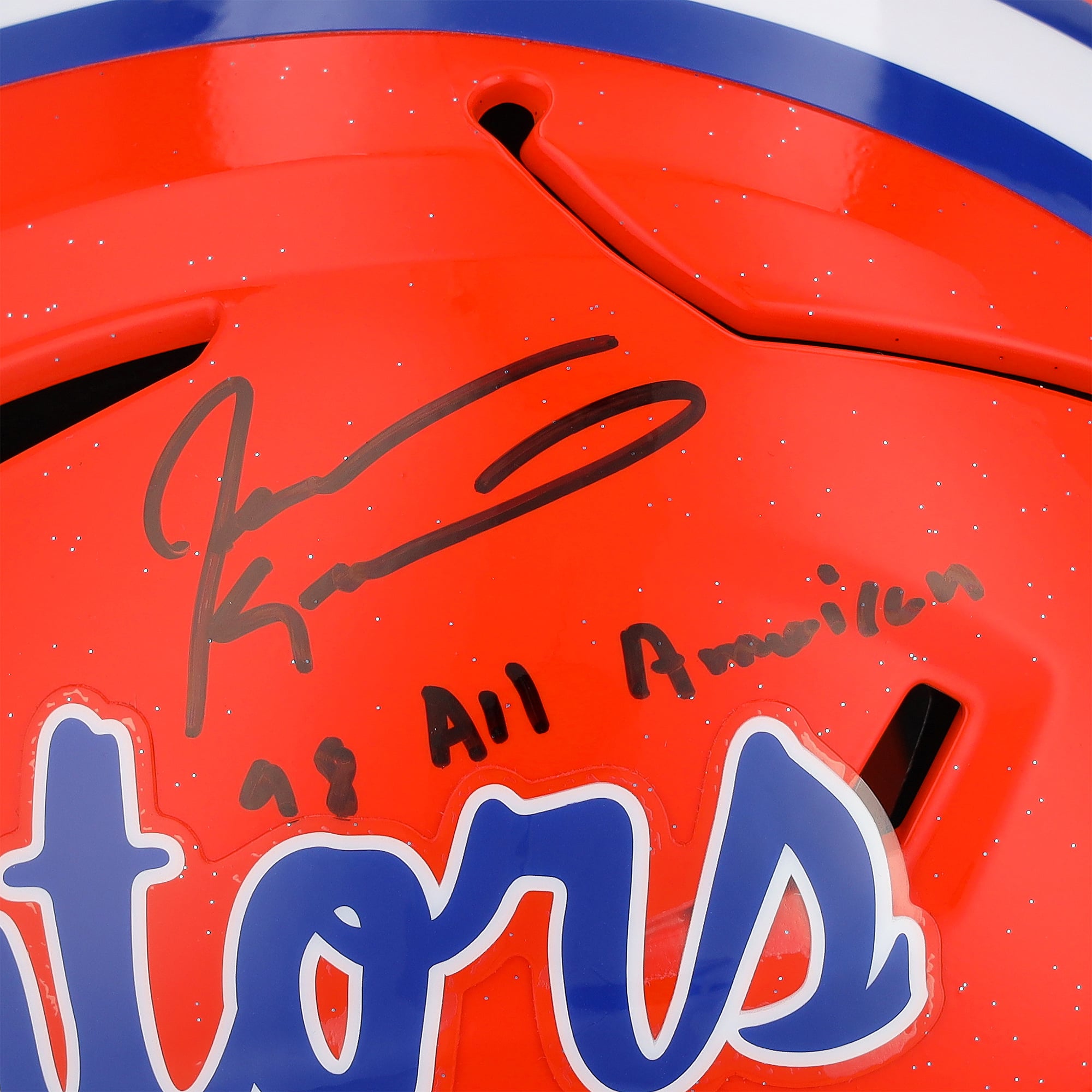 Casque Riddell Speed ​​Flex Mid-Size autographié par Jevon Kearse des Florida Gators avec inscription « 98 All American »