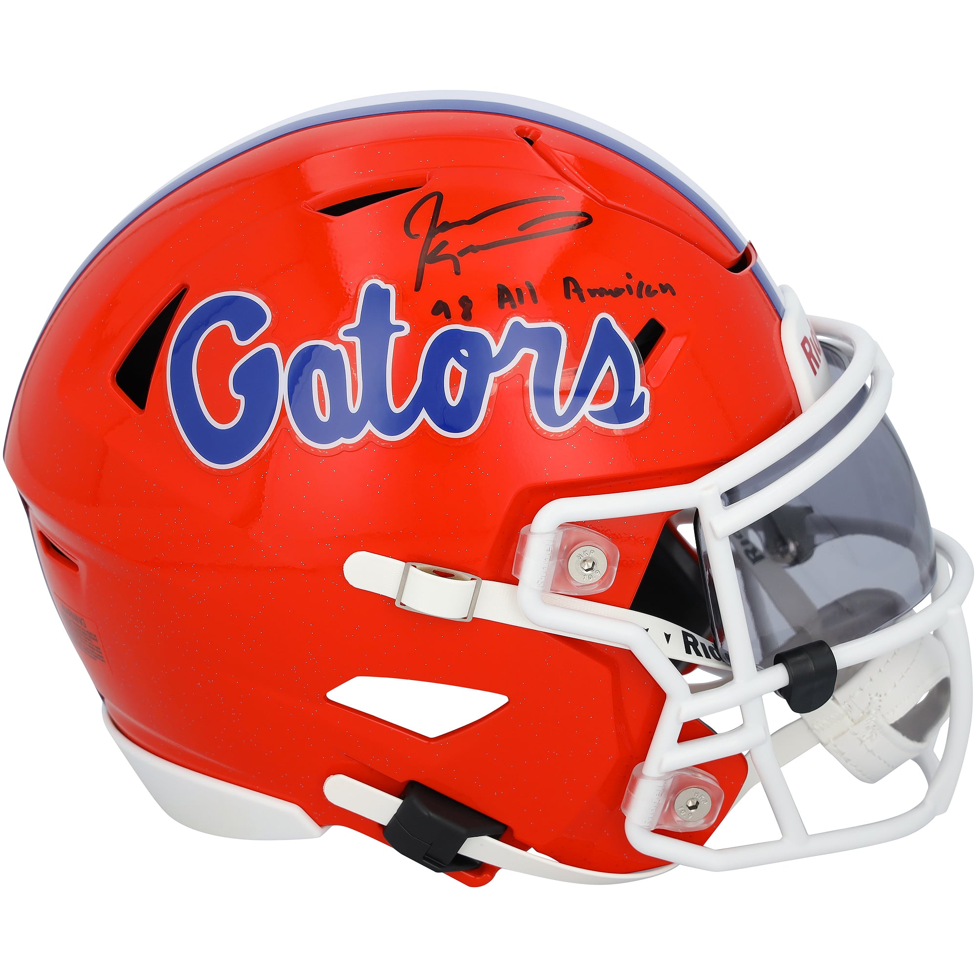 Casque Riddell Speed ​​Flex Mid-Size autographié par Jevon Kearse des Florida Gators avec inscription « 98 All American »