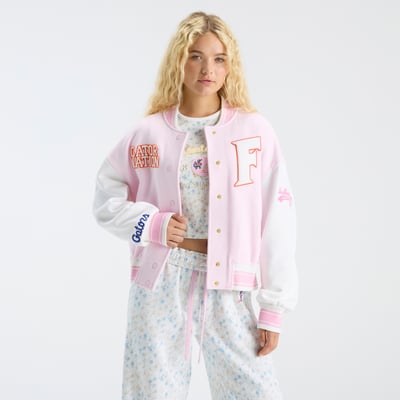 LoveShackFancy Florida Gators Women's Collegiate Varsity Full-Snap Jacket - Pink