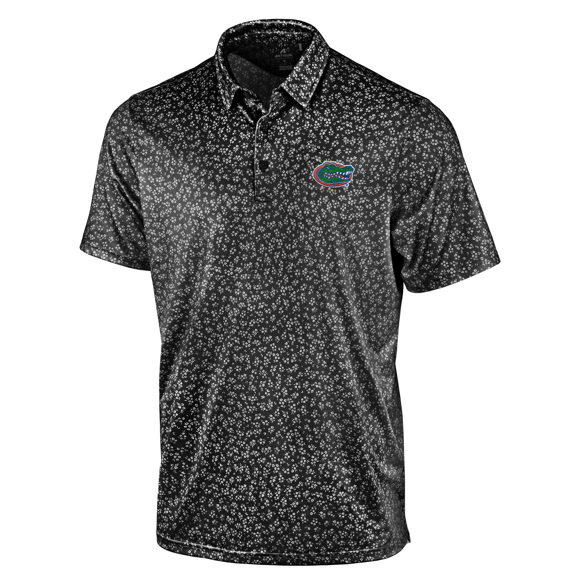 Men's Antigua Gray Florida Gators Mono Floral Polo