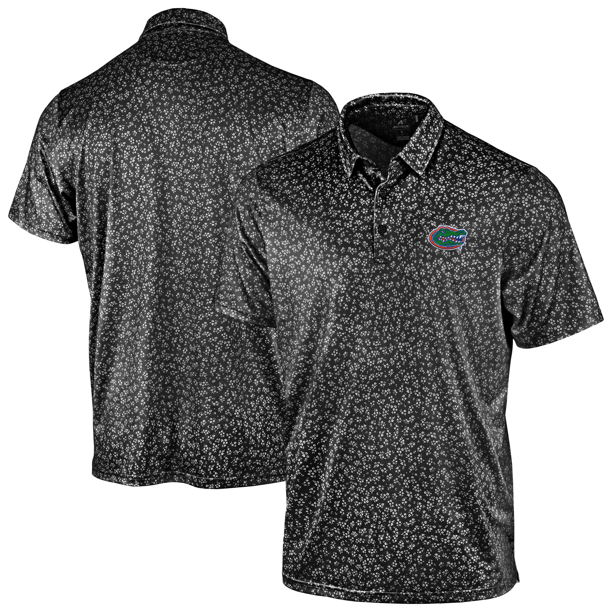 Men's Antigua Gray Florida Gators Mono Floral Polo