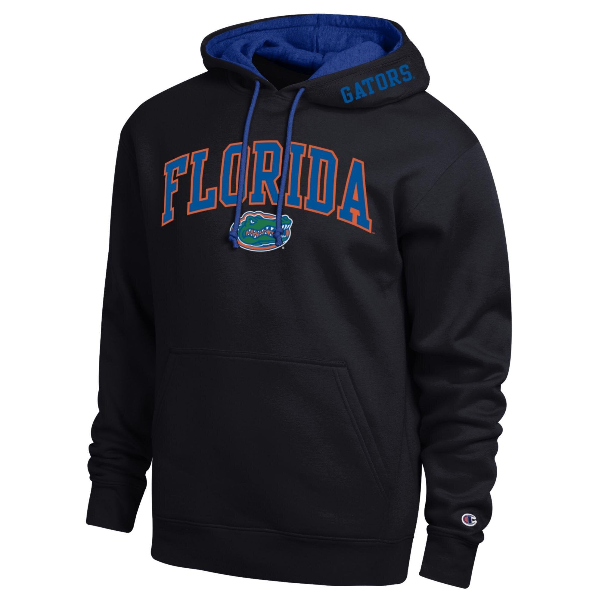 Men's Champion Black Florida Gators Arch Tackle Twill Hoodie