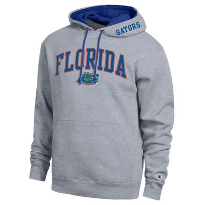  Florida Gators Champion Arch Tackle Twill Hoodie - Heather Gray