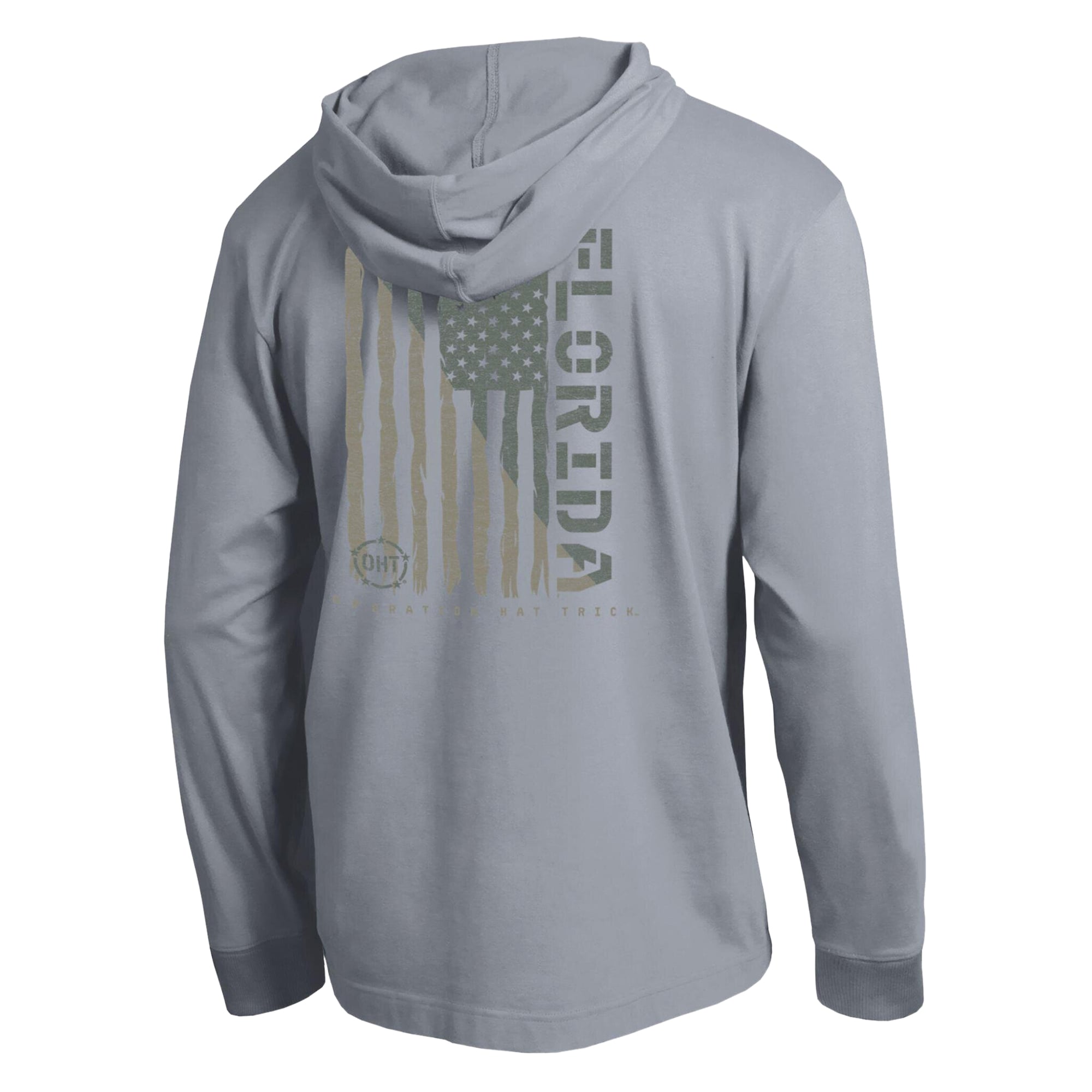 T-shirt à manches longues et capuche Champion Heather Gray Florida Gators Operation Hat Trick Flag pour homme