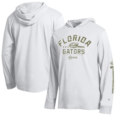  Florida Gators Champion Operation Hat Trick Sleeve Line Hooded Long Sleeve T-Shirt - White