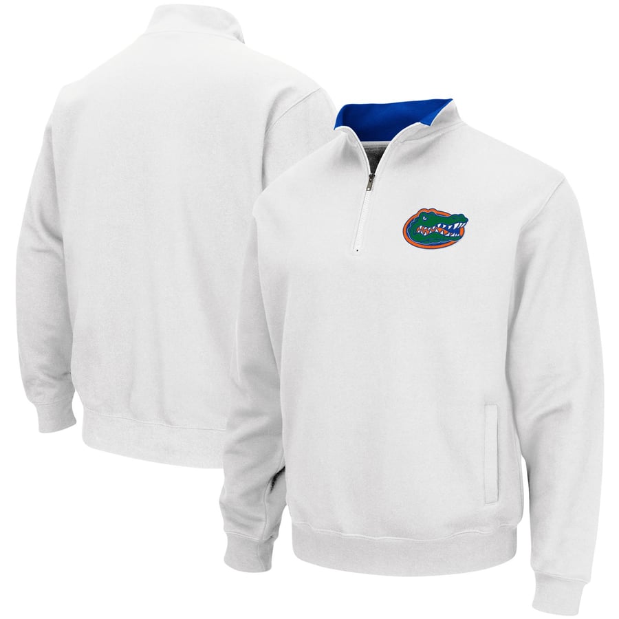 Men s Colosseum White Florida Gators Tortugas Logo Quarter Zip Pullover Men s Colosseum White Florida Gators Tortugas Logo Quarter Zip Pullover