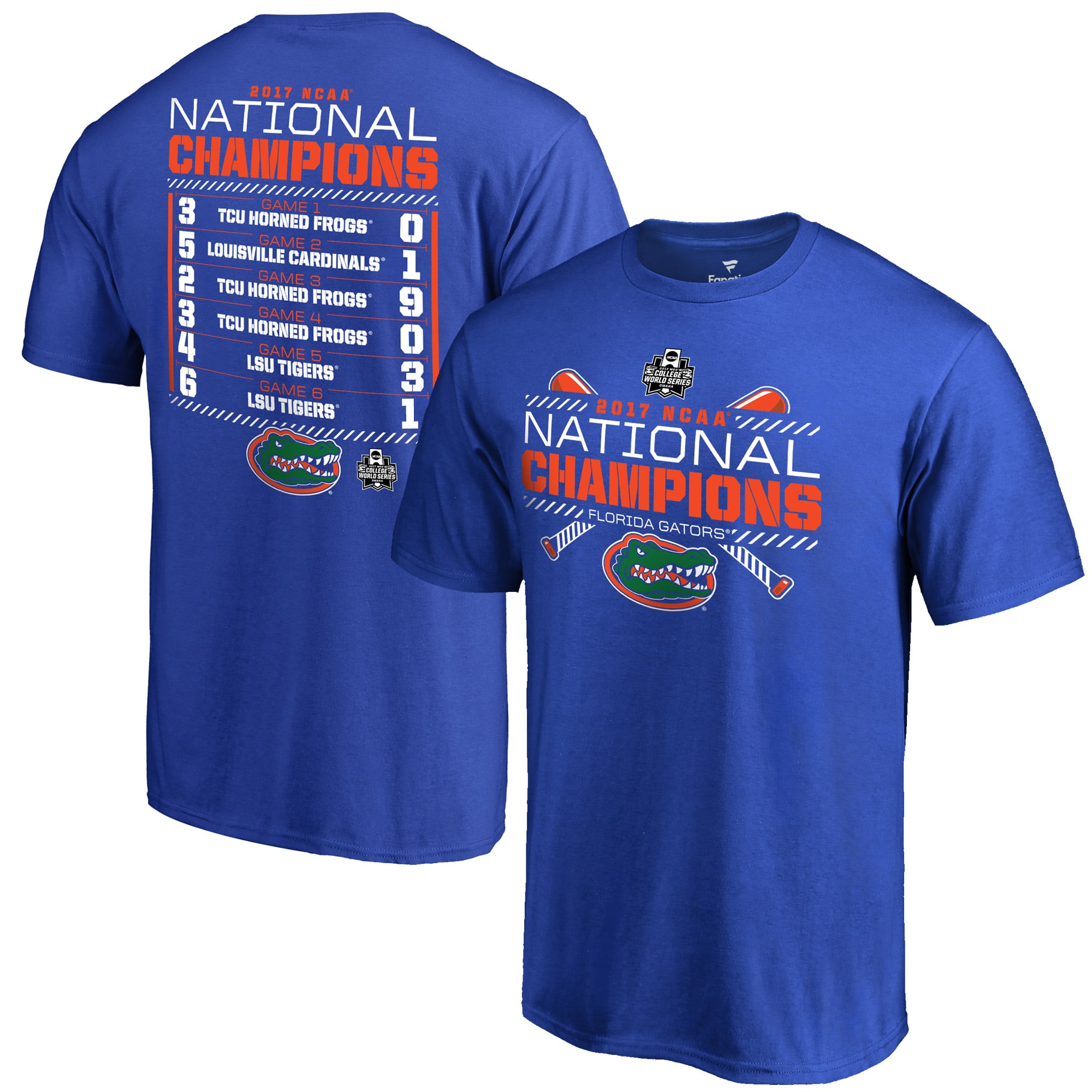 Men's Fanatics Royal Florida Gators 2017 NCAA Men's Baseball