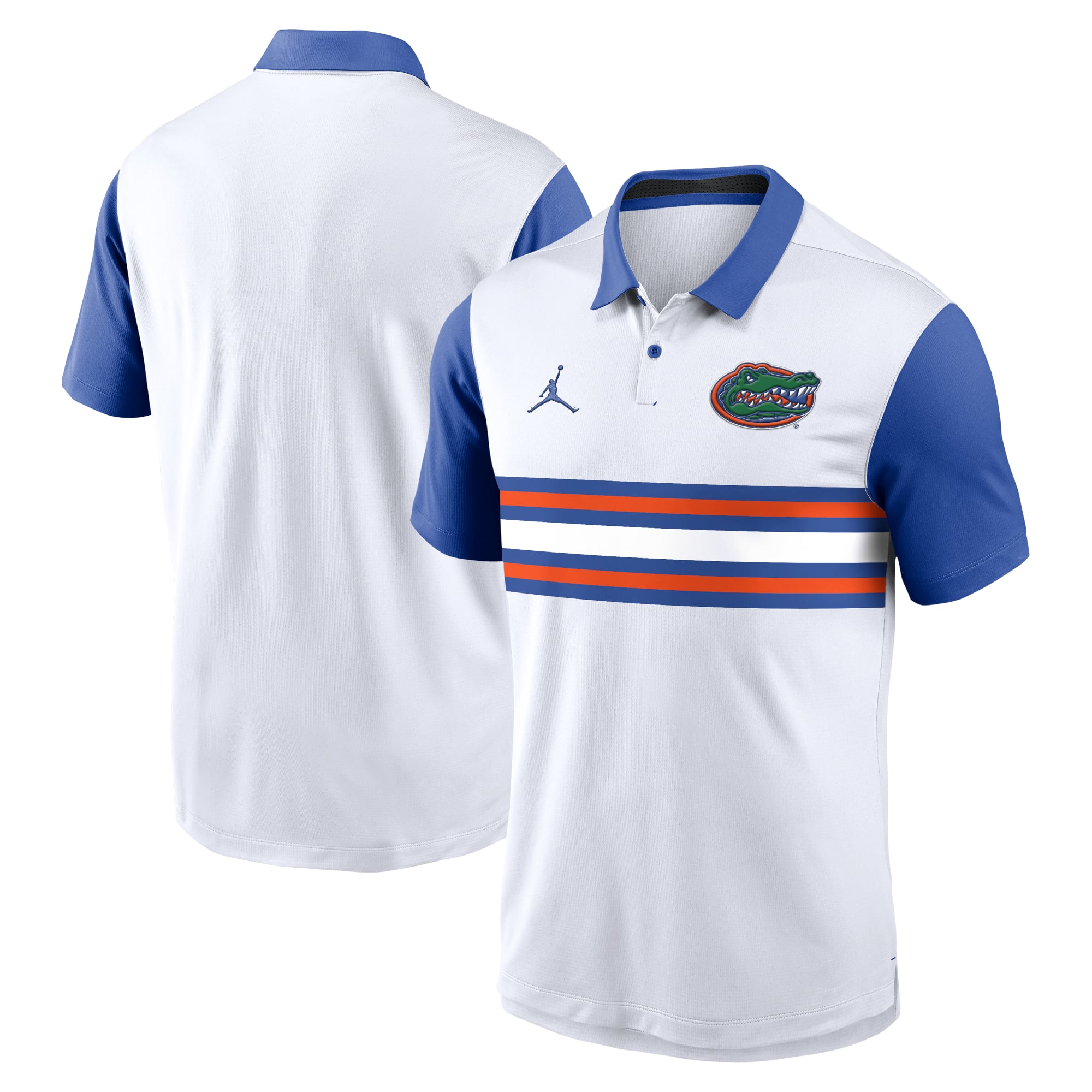 Men's Jordan Brand White/Royal Florida Gators Primetime Campus Pattern Vapor Dri-FIT Polo