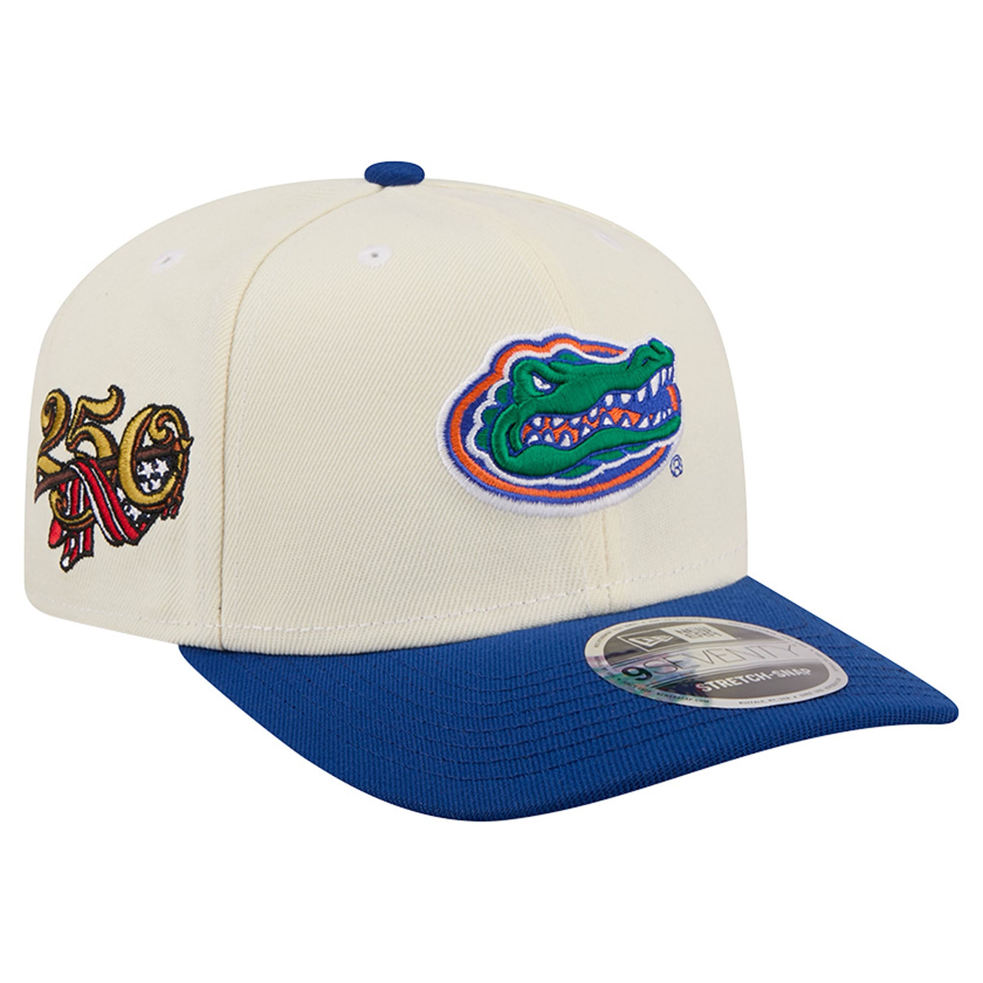 Men's New Era Cream/Royal Florida Gators America's 250th 9SEVENTY Adjustable Hat