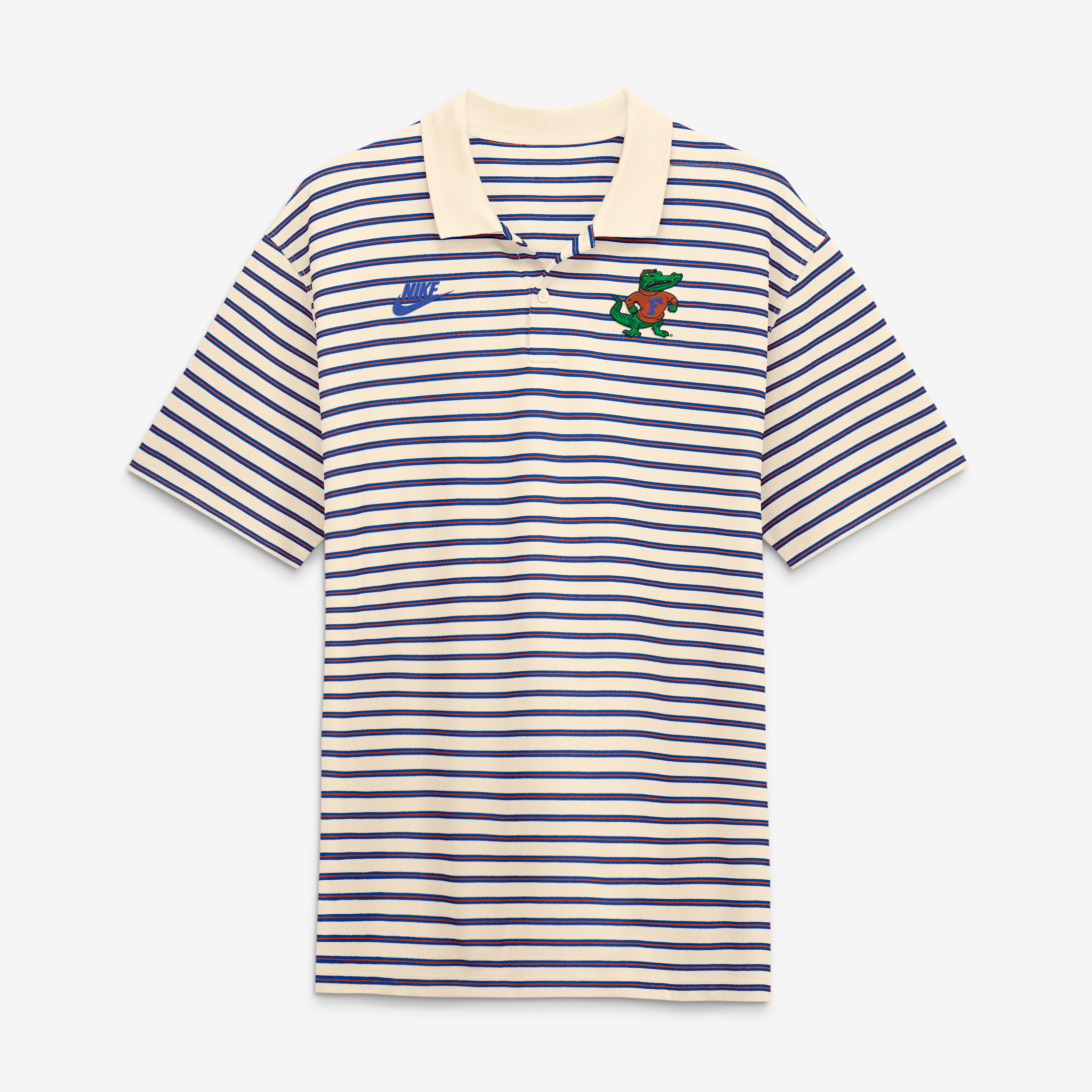 Men's Nike Natural/Royal Florida Gators Striped Primary Logo Dri-FIT Polo