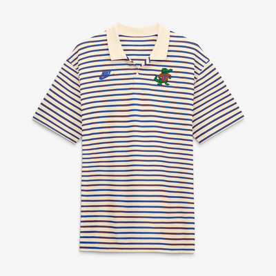 Florida Gators Nike Striped Primary Logo Dri-FIT Polo - Natural/Royal