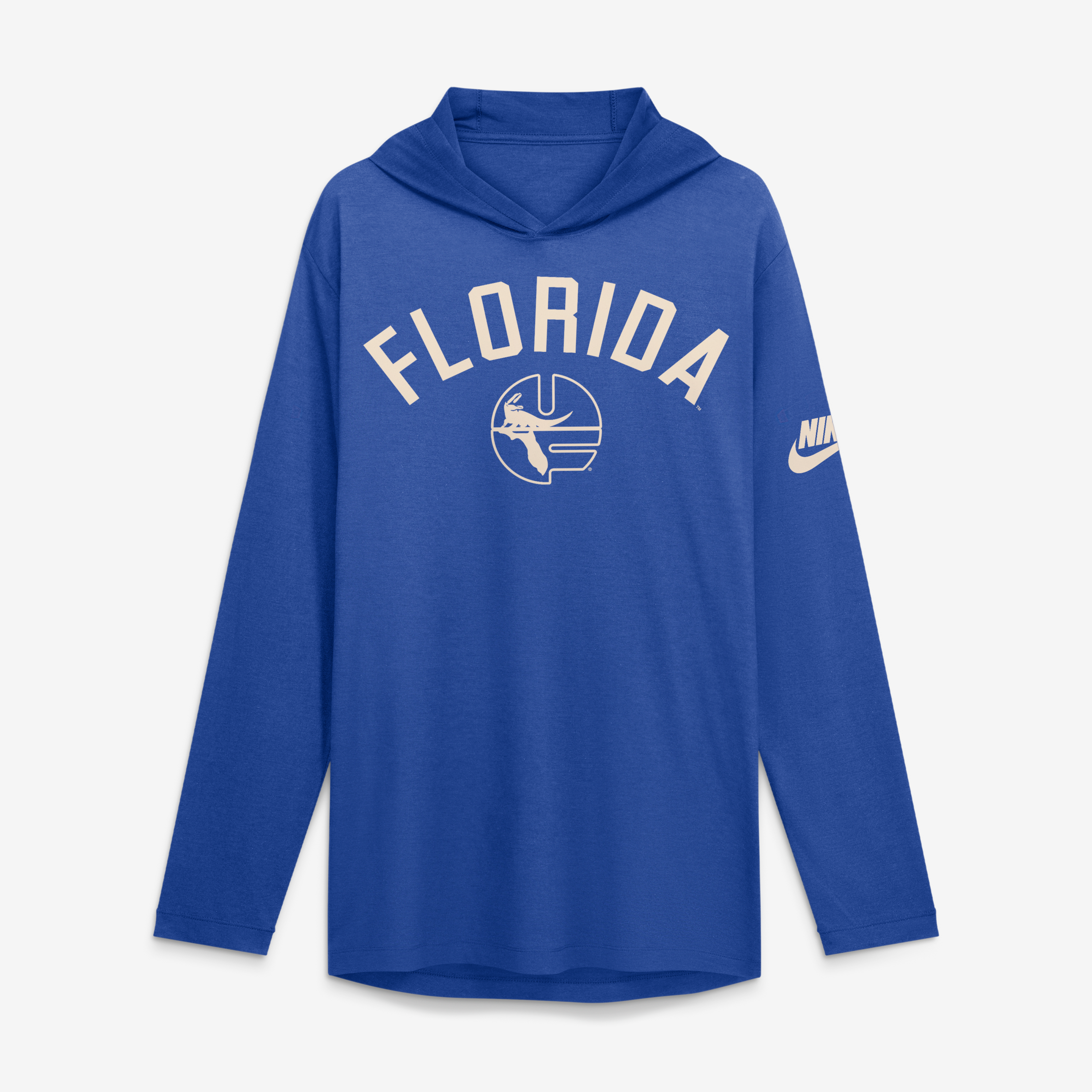 Men's Nike Royal Florida Gators Legacy Arch Tri-Blend Long Sleeve Hooded T-Shirt