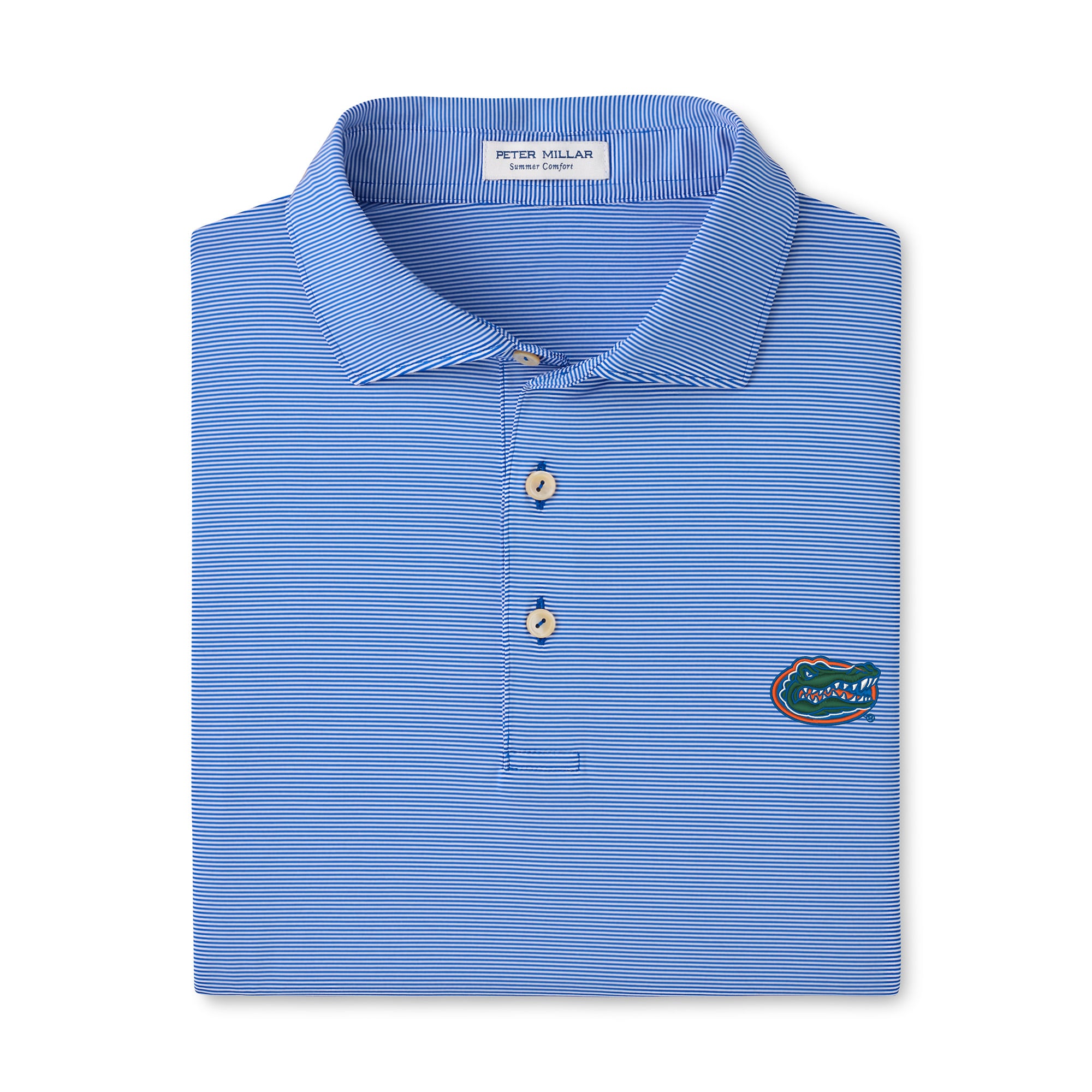 Men's Peter Millar Royal Florida Gators Jubilee Stripe Stretch Jersey Polo