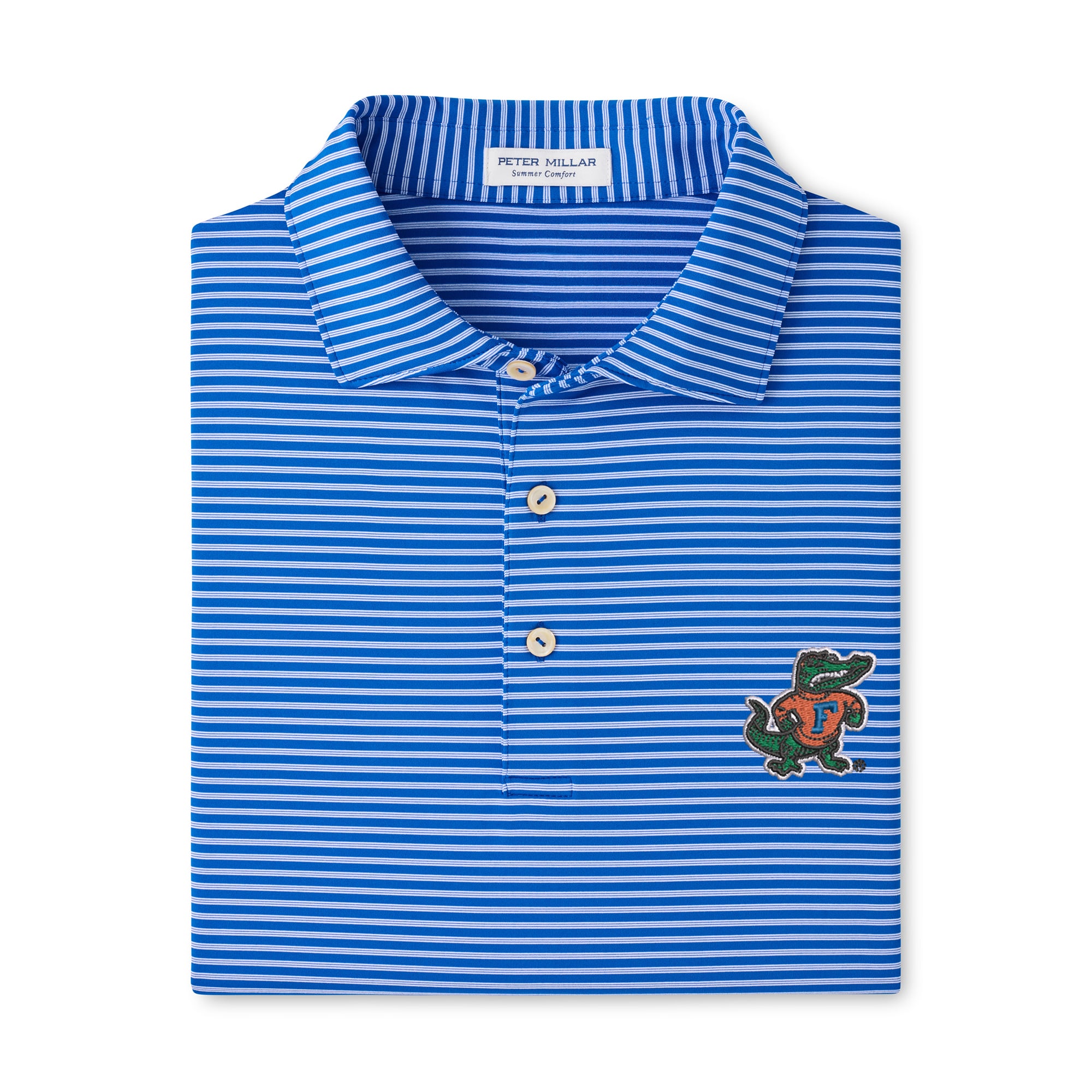 Polo rayé Peter Millar Royal Florida Gators Tiebreaker Performance pour homme