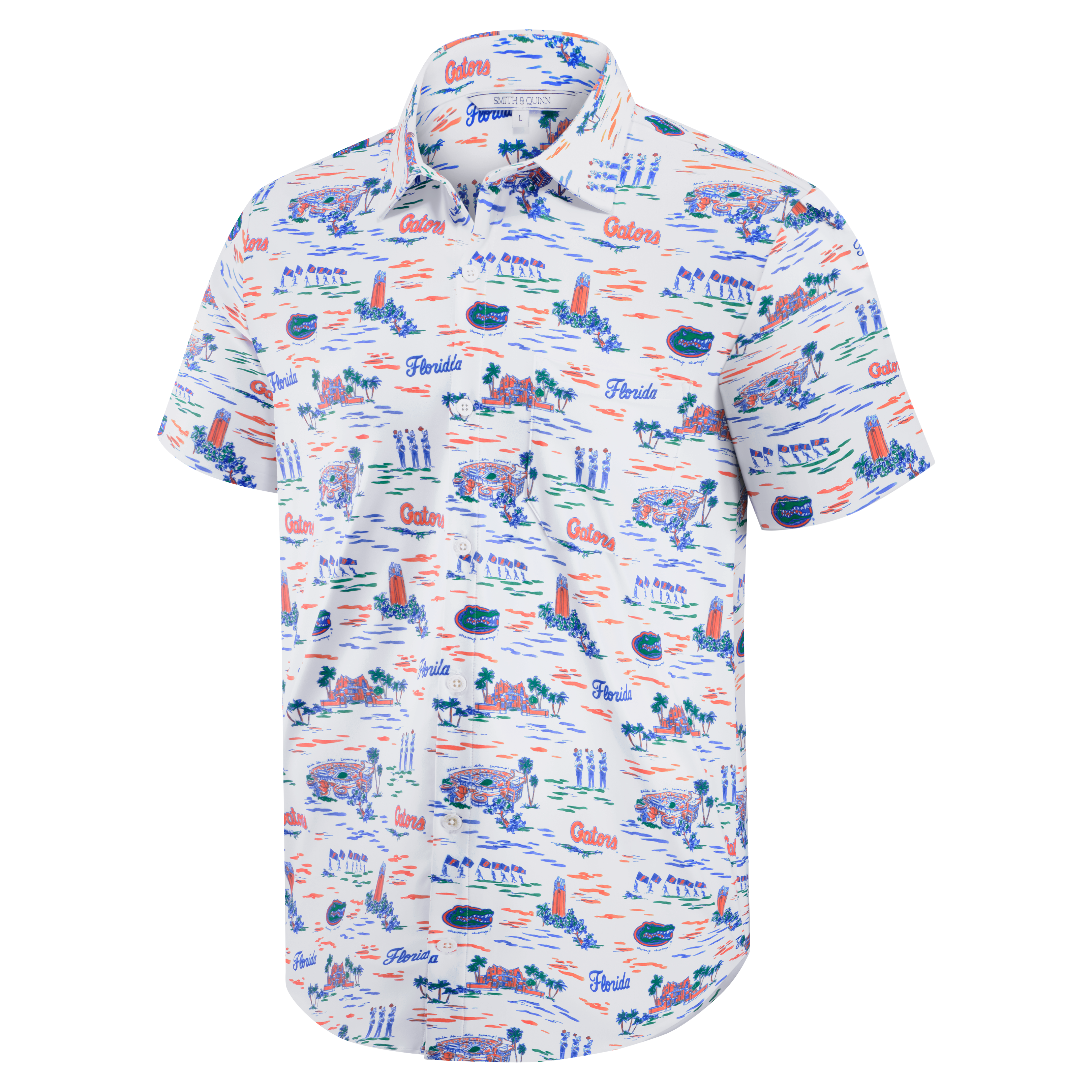 Chemise boutonnée Smith & Quinn White Florida Gators Toile Boatyard pour homme