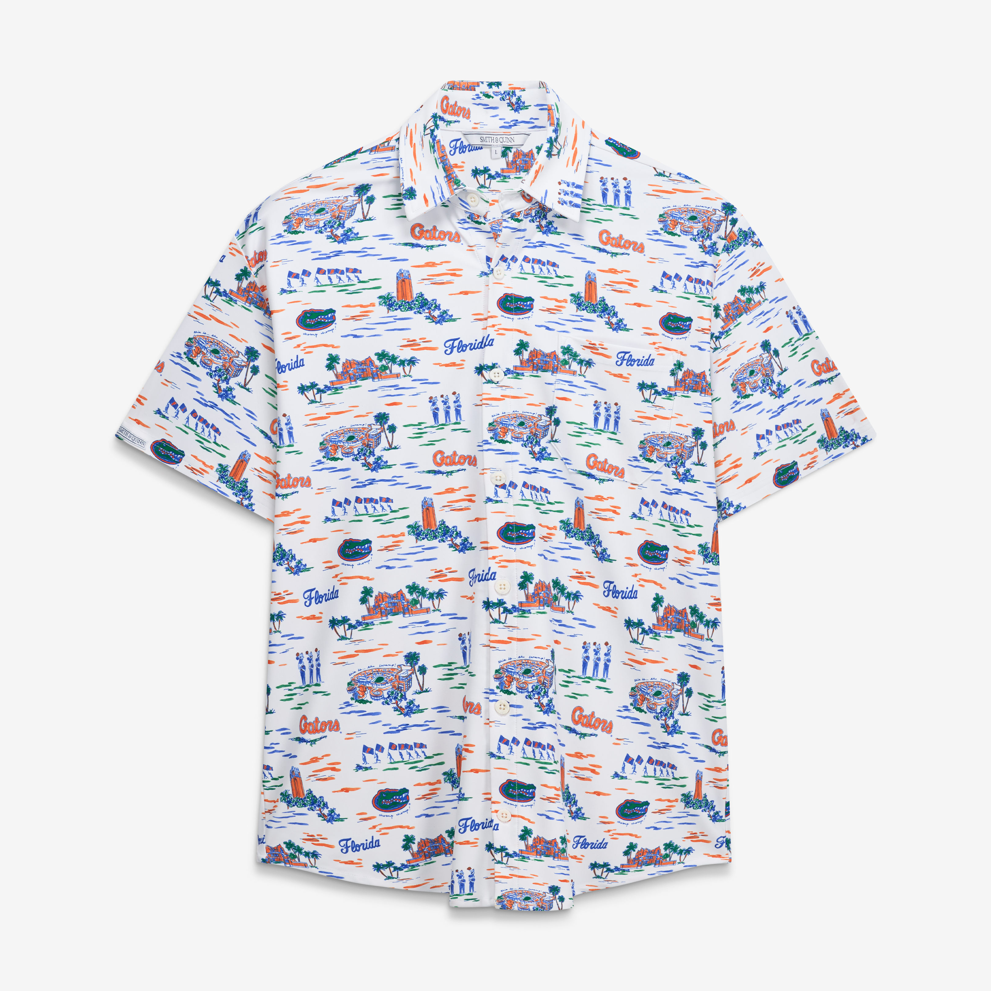 Chemise boutonnée Smith & Quinn White Florida Gators Toile Boatyard pour homme