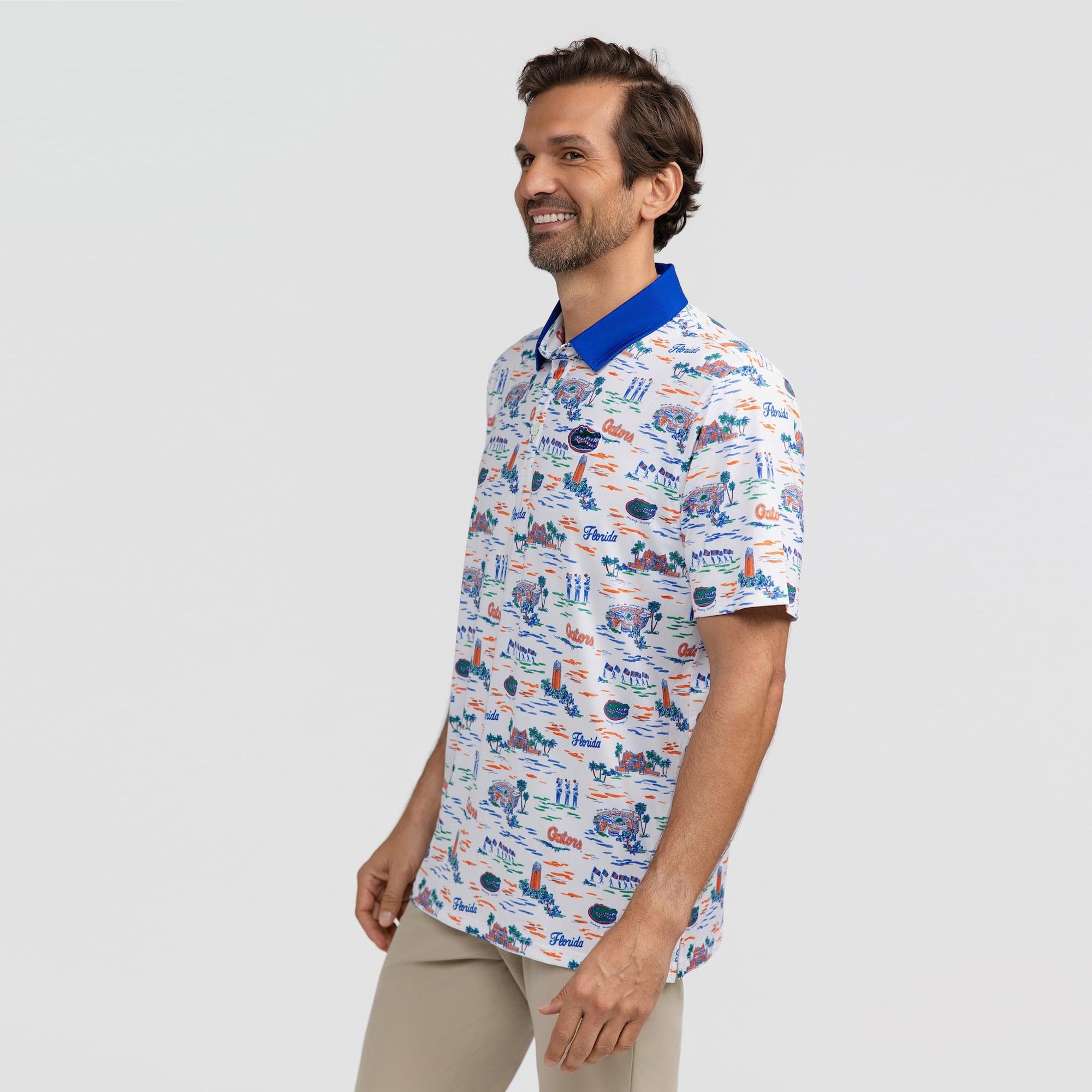 Men's Smith & Quinn White Florida Gators Toile Teddy Polo