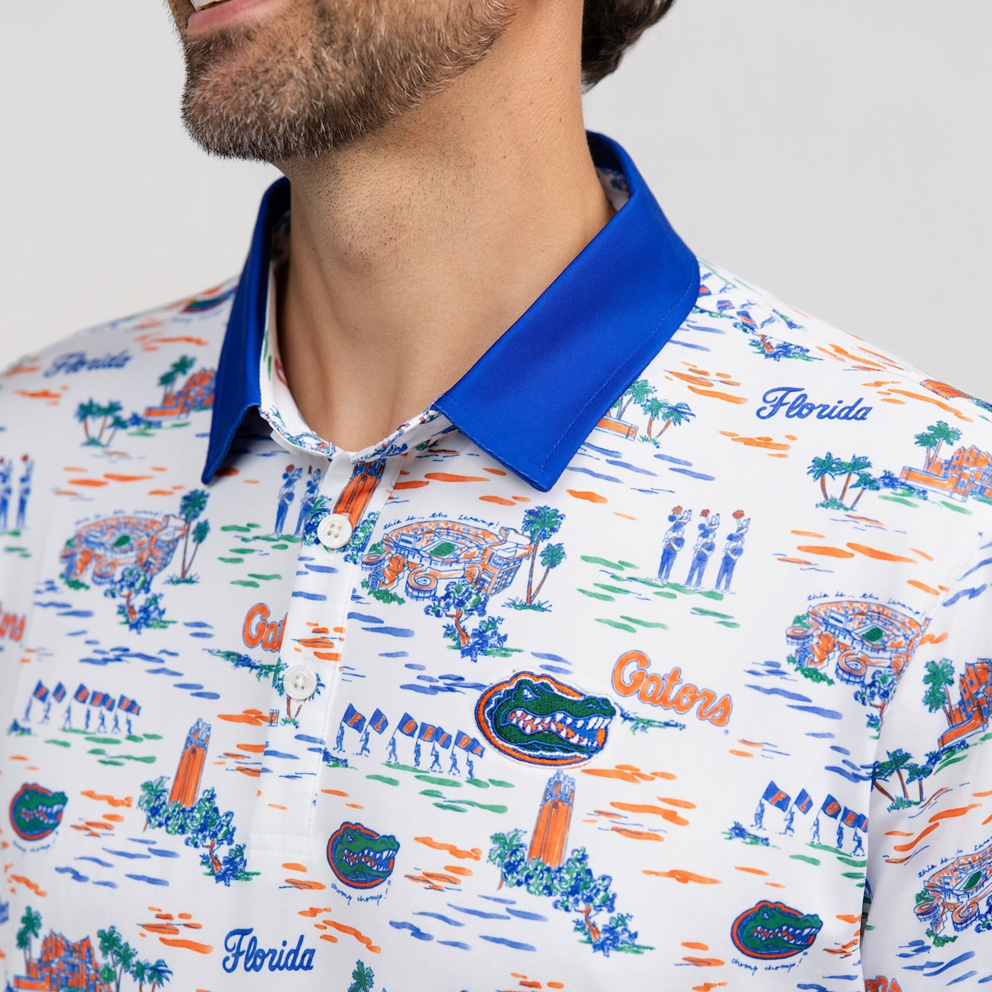 Men's Smith & Quinn White Florida Gators Toile Teddy Polo