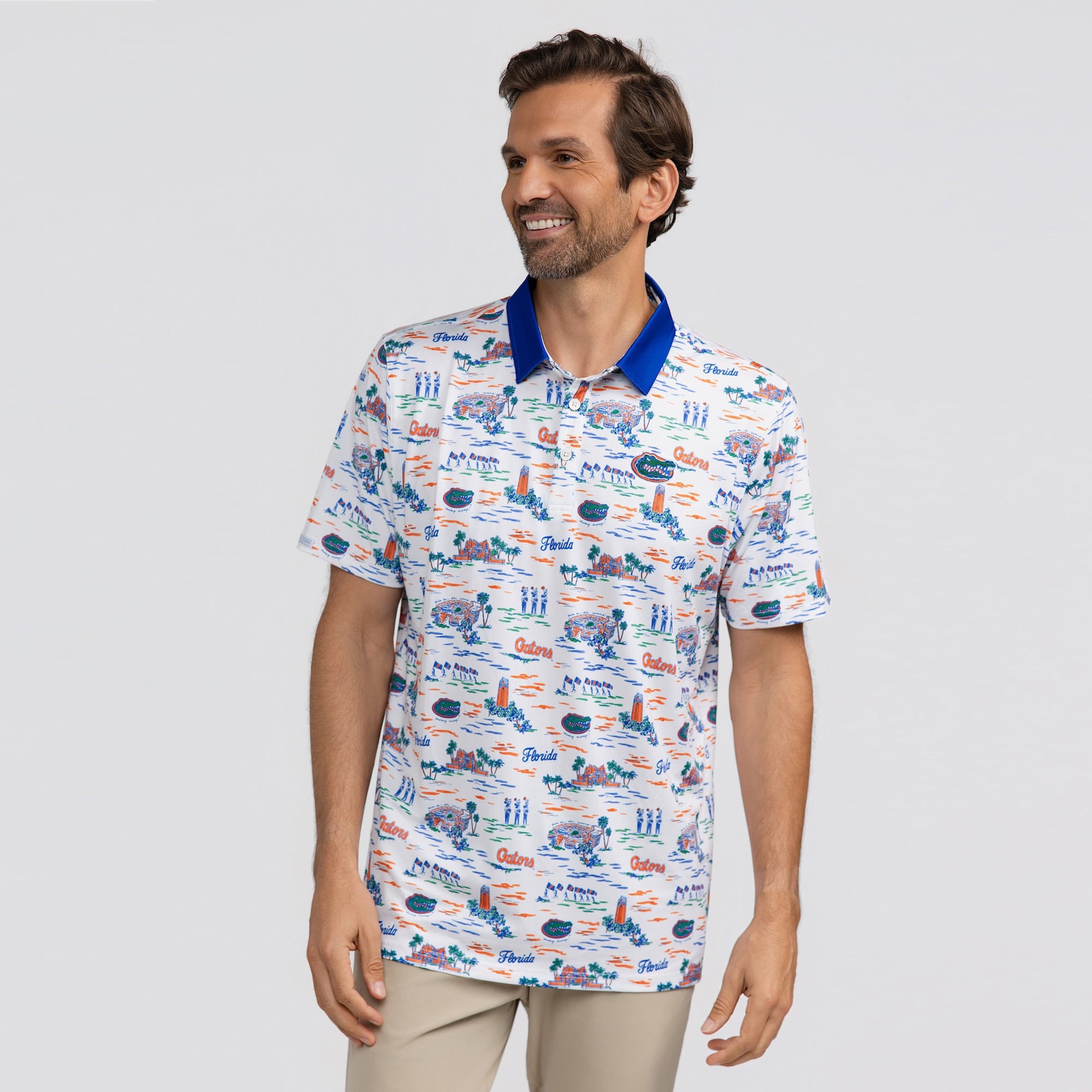 Men's Smith & Quinn White Florida Gators Toile Teddy Polo