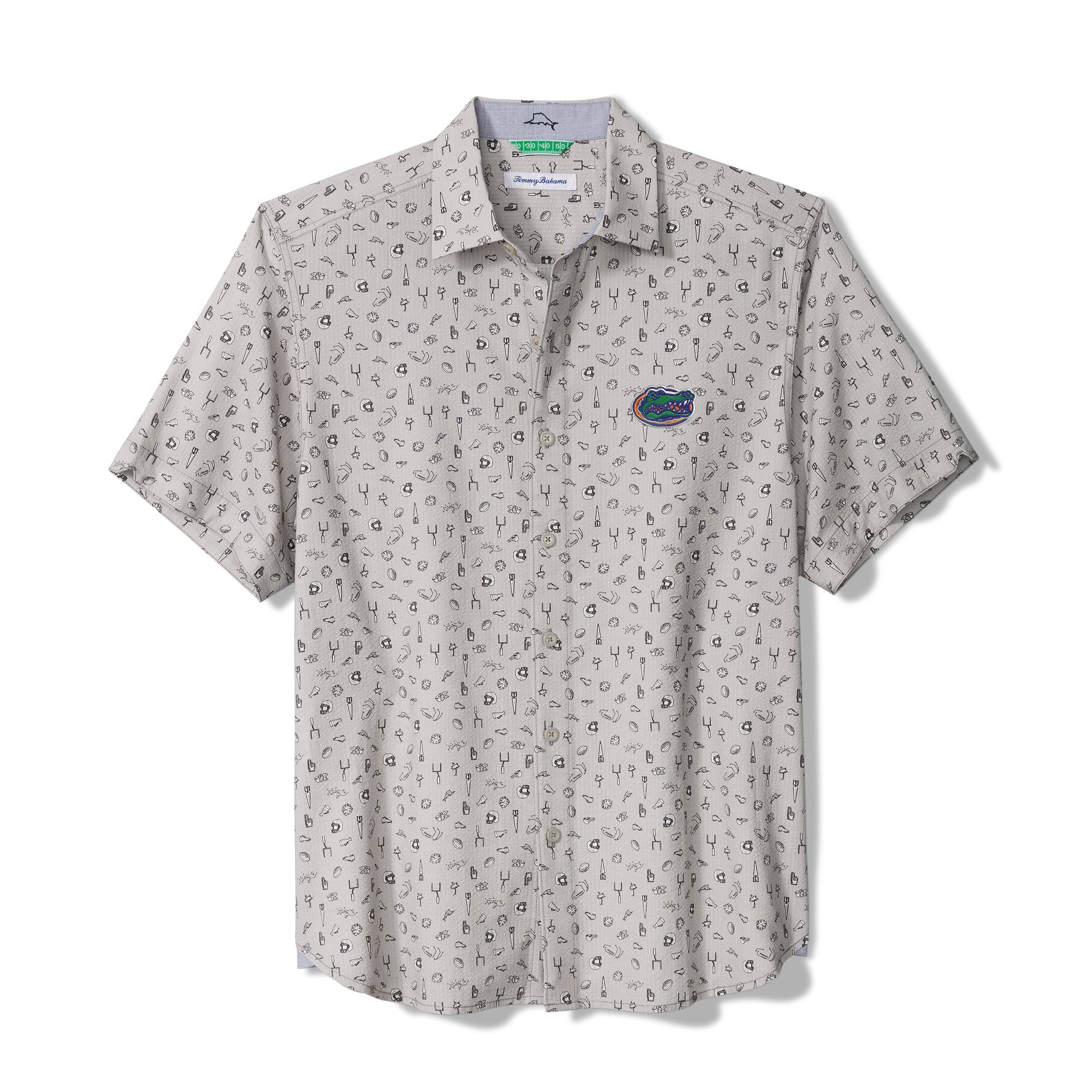 Men's Tommy Bahama Gray Florida Gators Playa Playbook Camp IslandZone Button-Up Shirt
