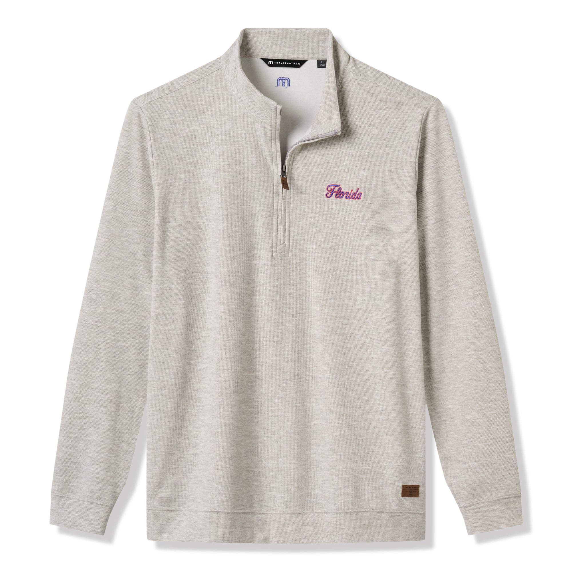 Men's TravisMathew Heather Gray Florida Gators Cloud Home Game Quarter-Zip Tri-Blend Pullover