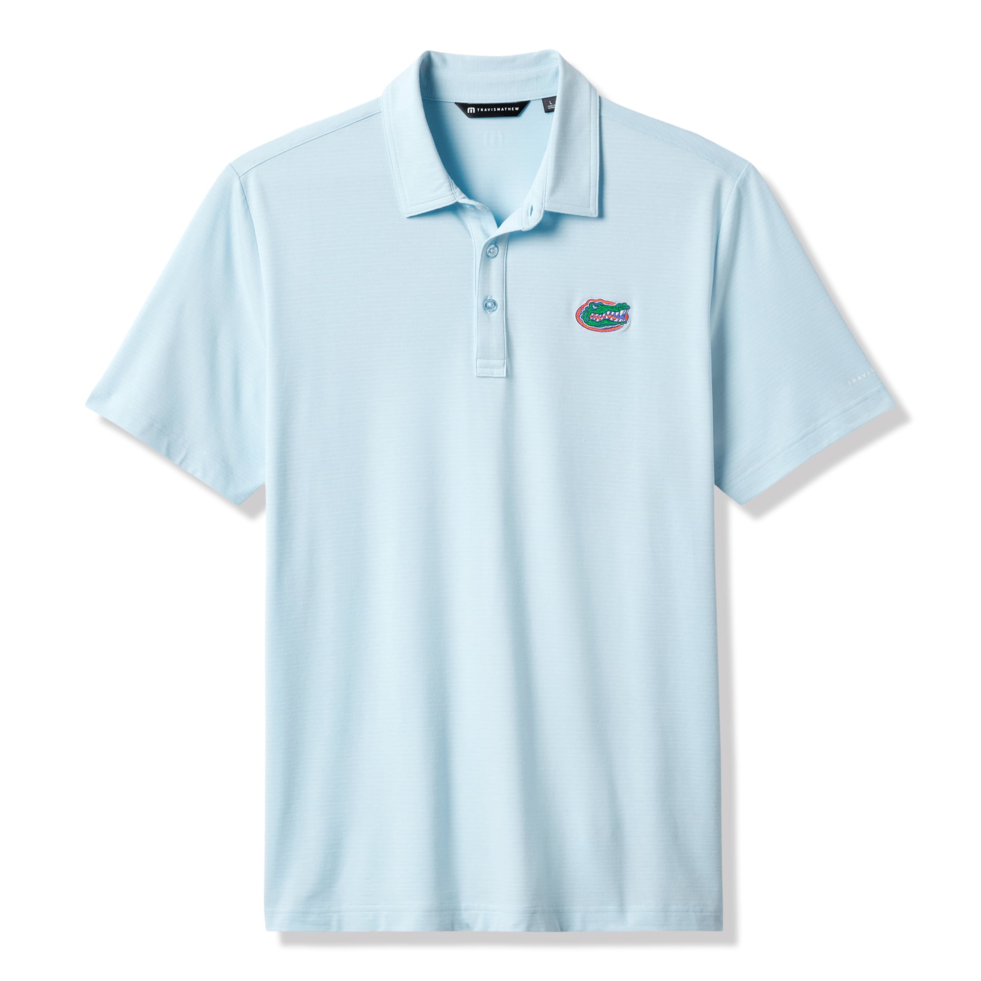Men's TravisMathew Light Blue Florida Gators Halftime Show Heater Tri-Blend Polo