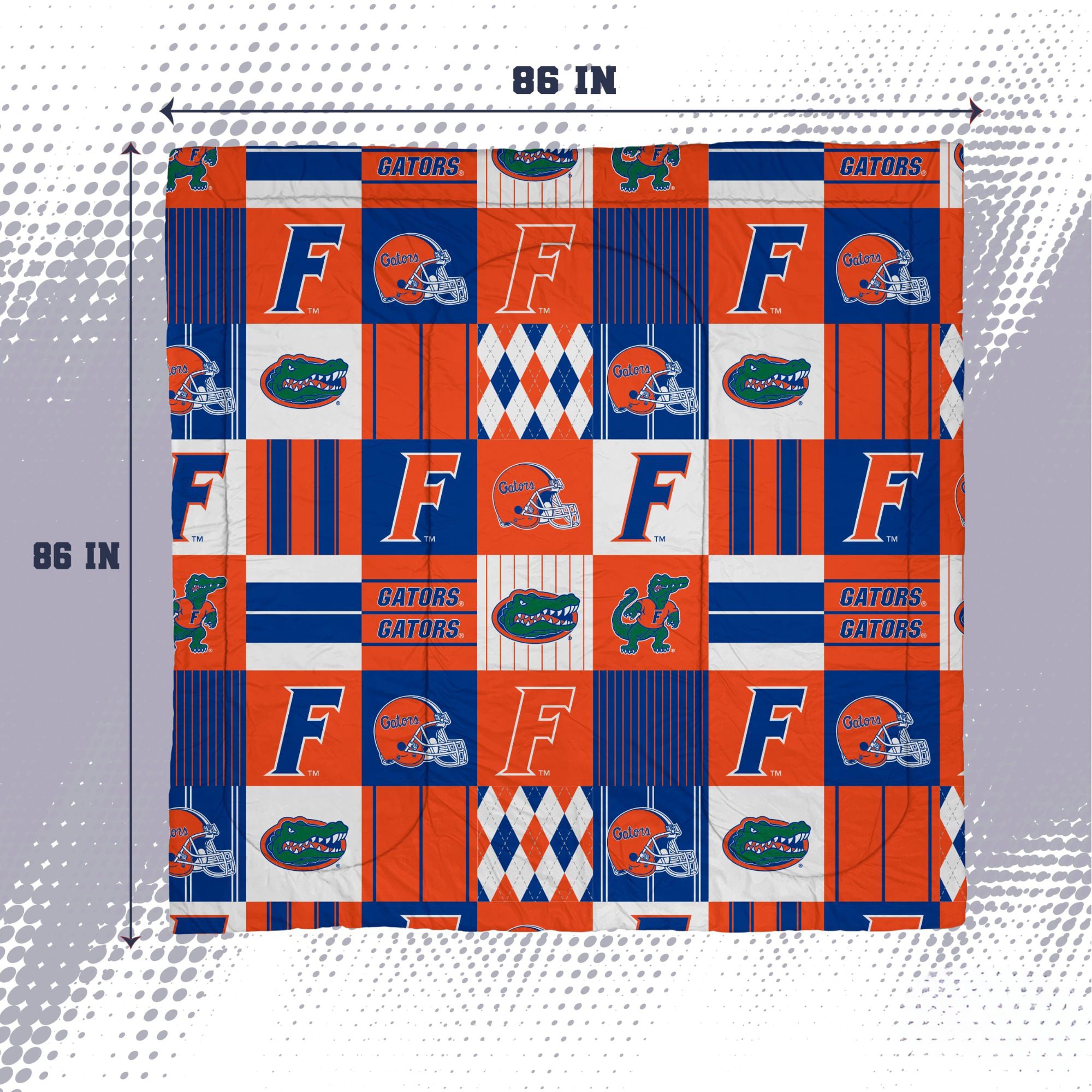 Ensemble de literie trois pièces Pegasus Florida Gators Patchwork Plaid pour lit double/queen
