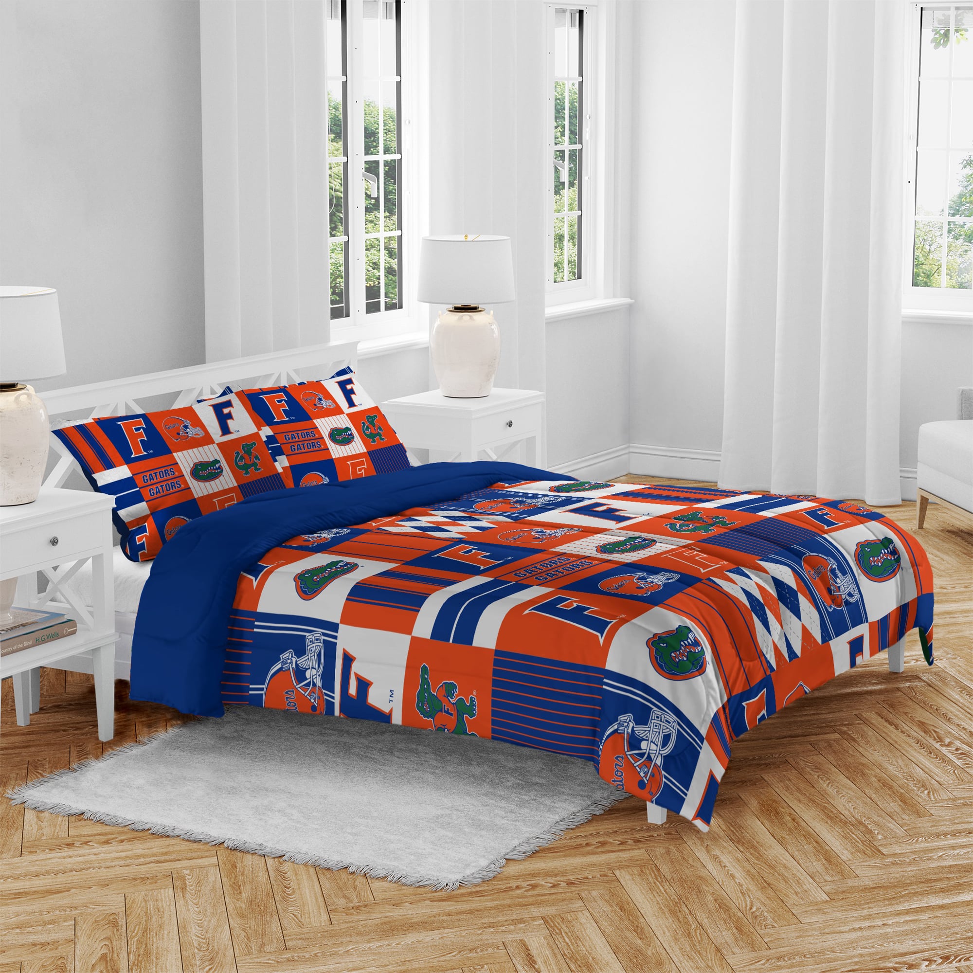 Ensemble de literie trois pièces Pegasus Florida Gators Patchwork Plaid pour lit double/queen
