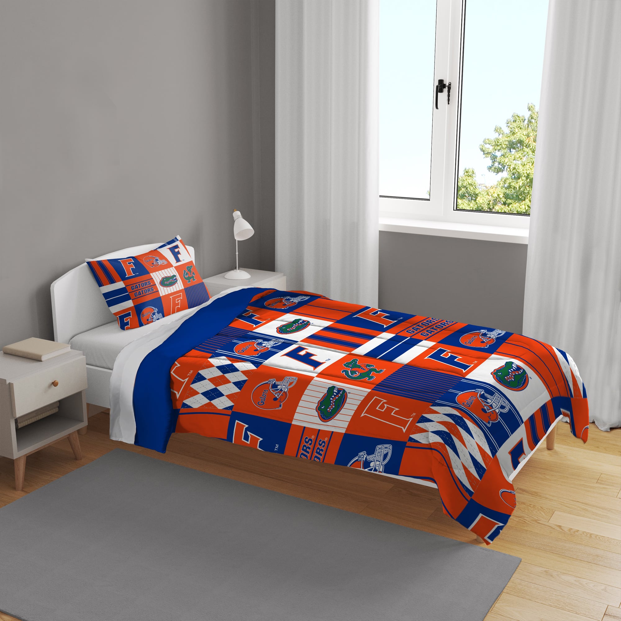 Ensemble de literie deux pièces Pegasus Florida Gators Patchwork Plaid pour lit simple/simple XL