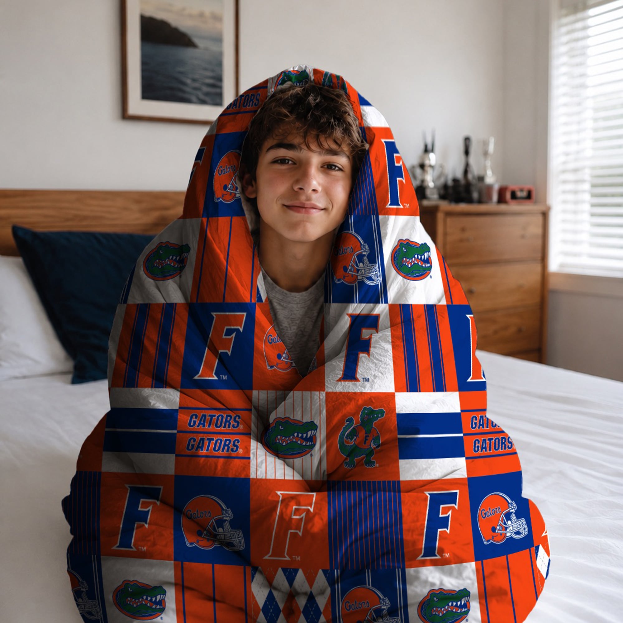 Ensemble de literie deux pièces Pegasus Florida Gators Patchwork Plaid pour lit simple/simple XL