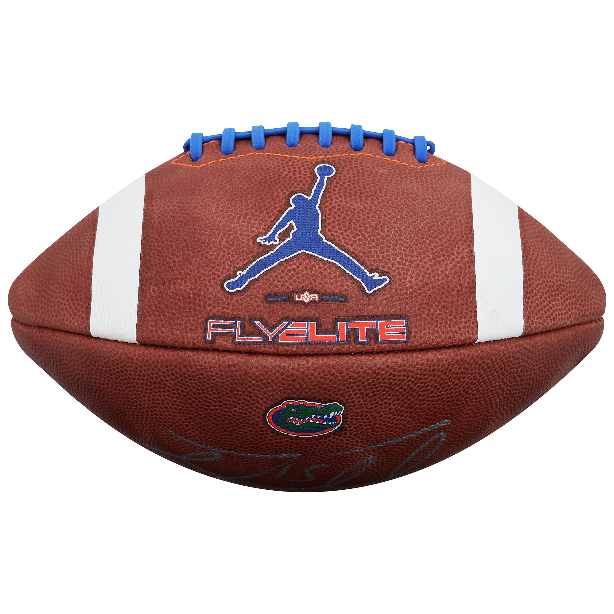 Ballon de football américain Jordan Brand Fly Elite 2025 autographié par Tim Tebow, des Florida Gators.