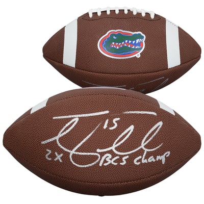 Tim Tebow Florida Gators Autographed Fanatics Authentic Nike Replica Football with "2x BCS Champ" Inscription