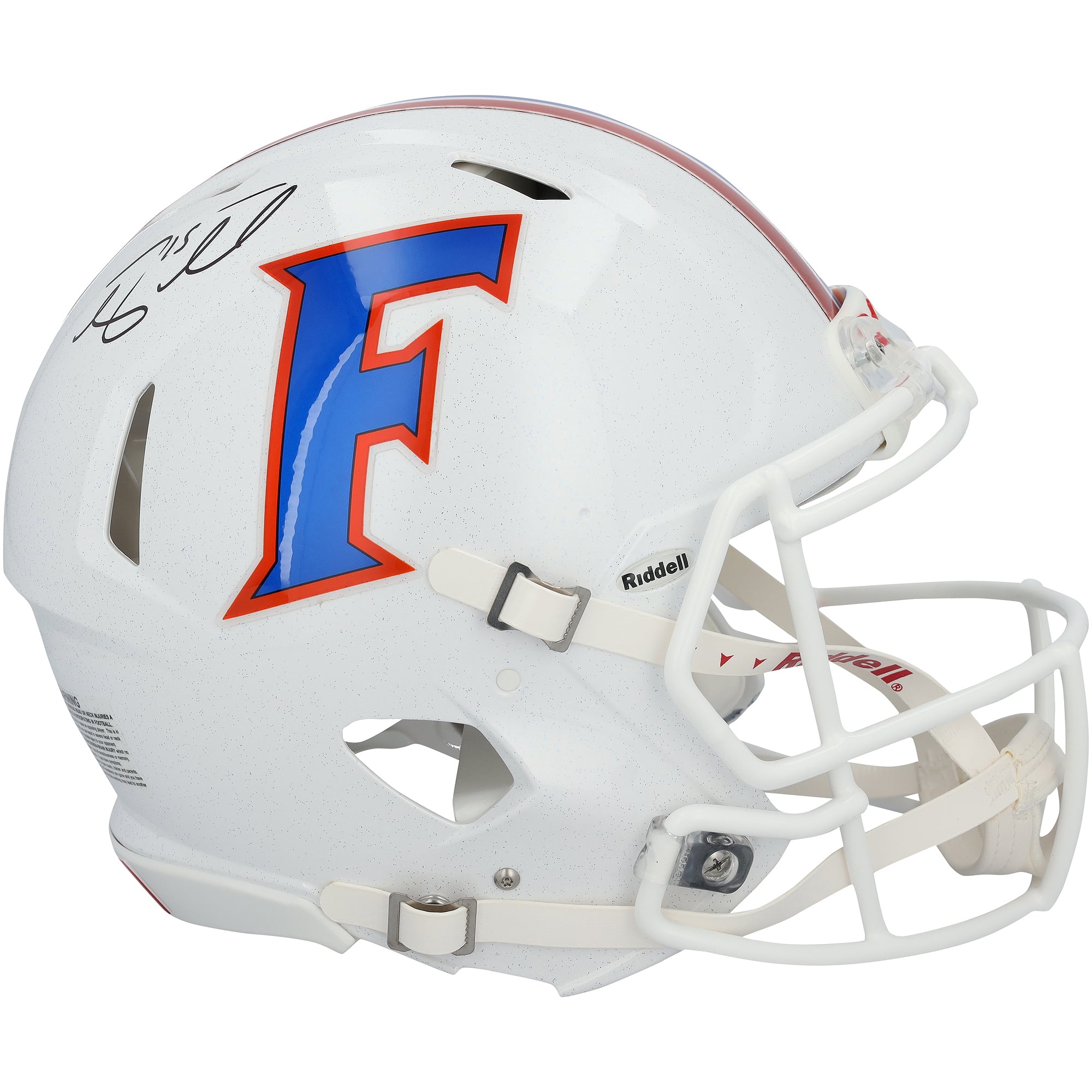 Casque Riddell Speed ​​Authentic blanc 2015 autographié par Tim Tebow (Florida Gators)