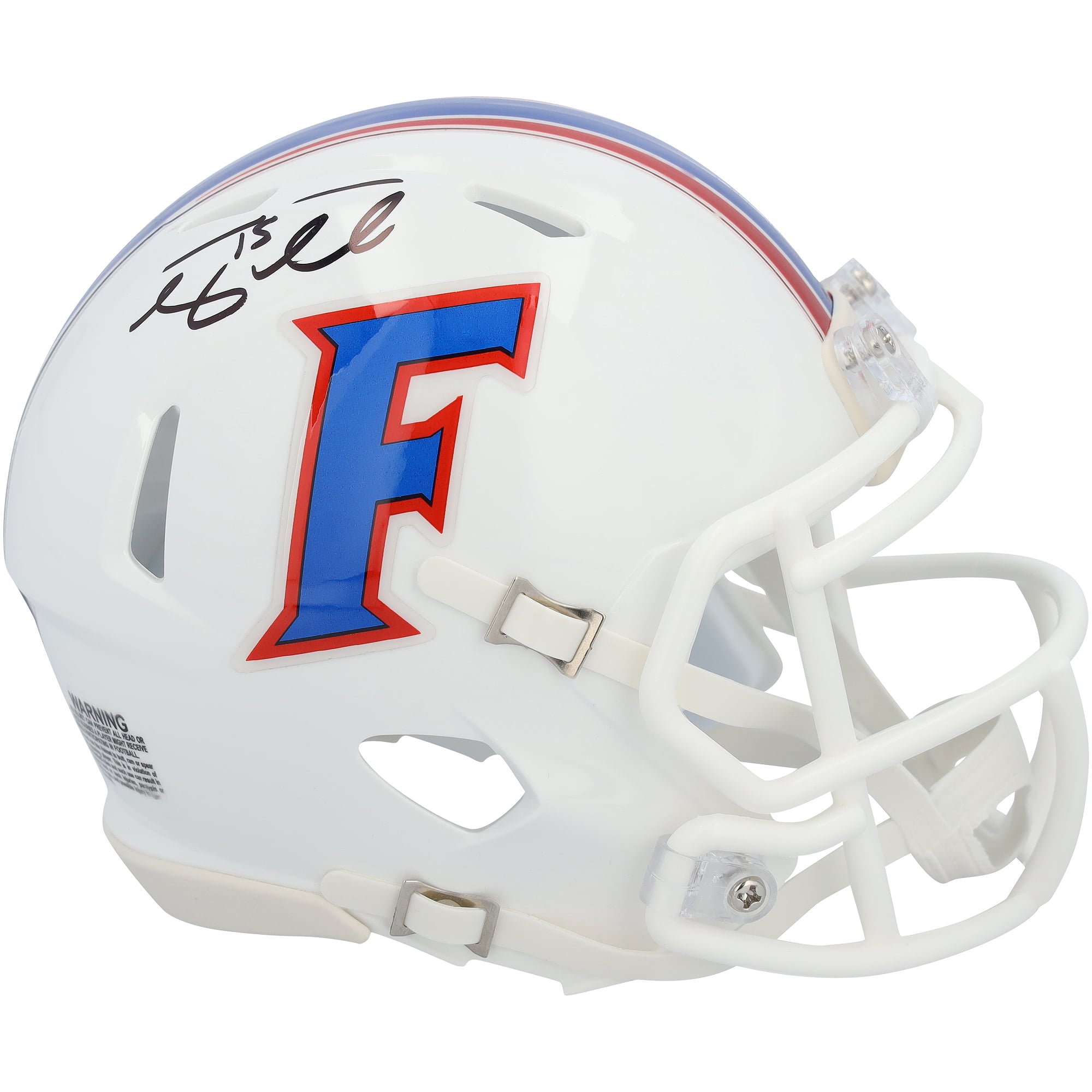 Mini-casque Riddell blanc Speed ​​2015 autographié par Tim Tebow (Florida Gators)