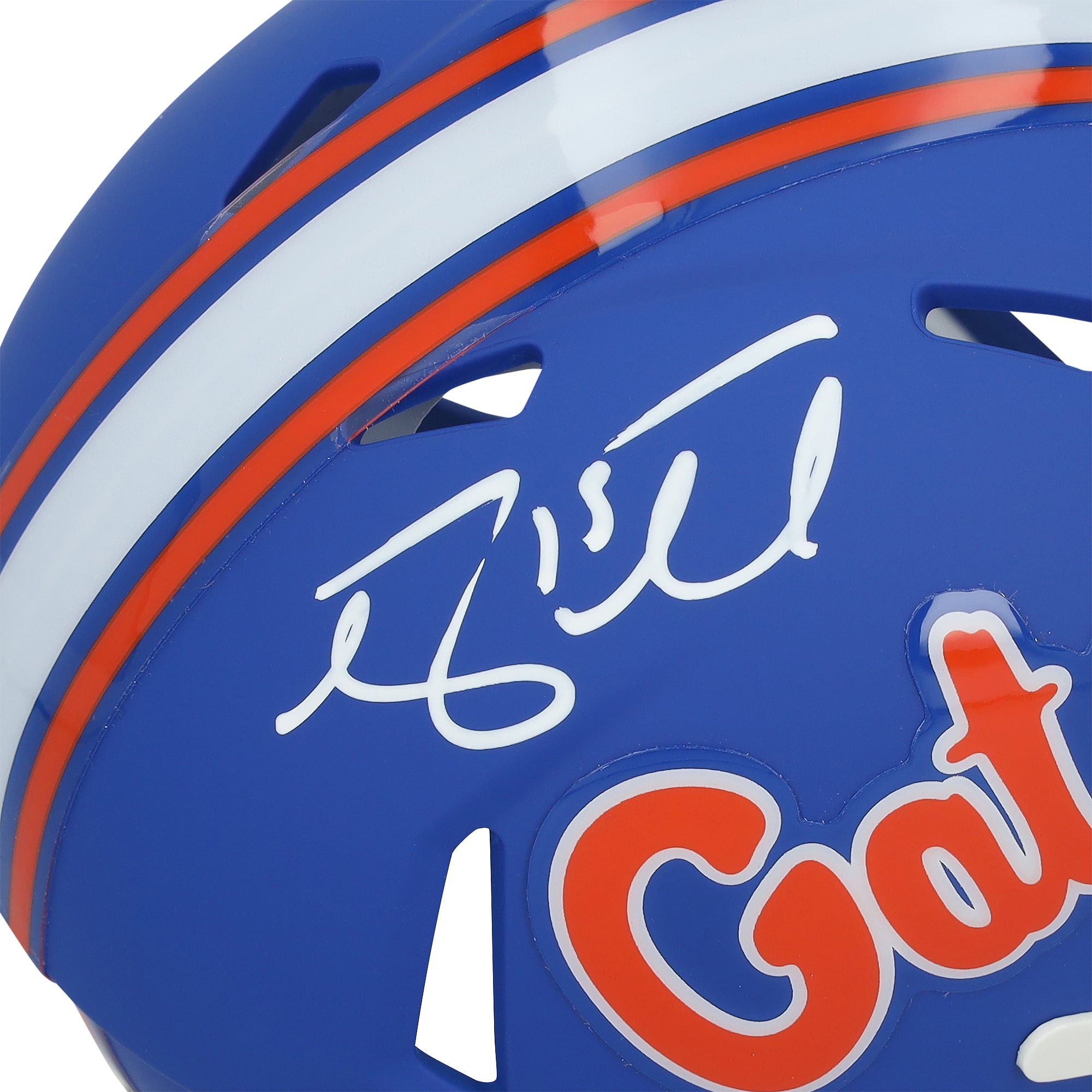 Mini-casque Riddell bleu mat autographié par Tim Tebow (Florida Gators)