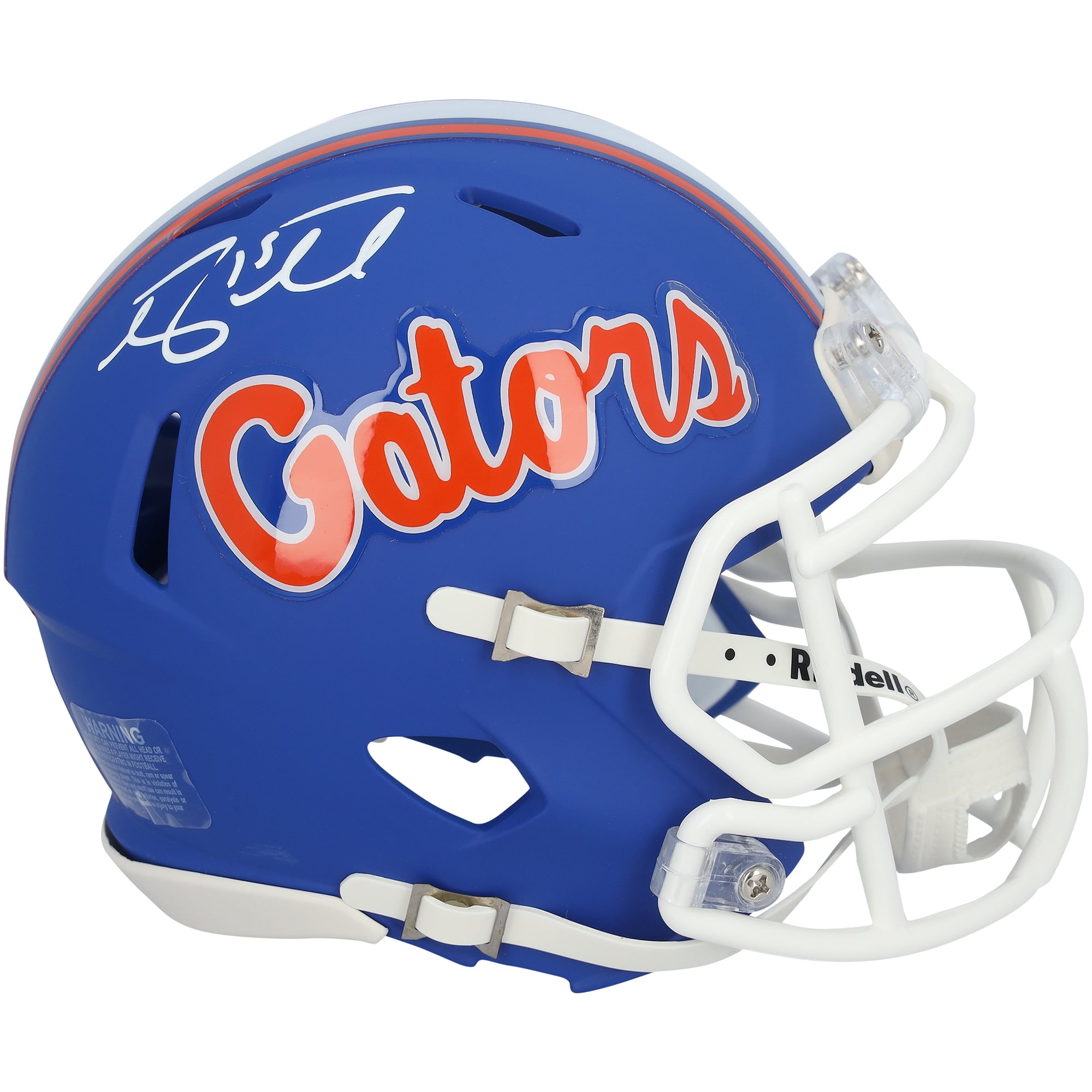 Mini-casque Riddell bleu mat autographié par Tim Tebow (Florida Gators)