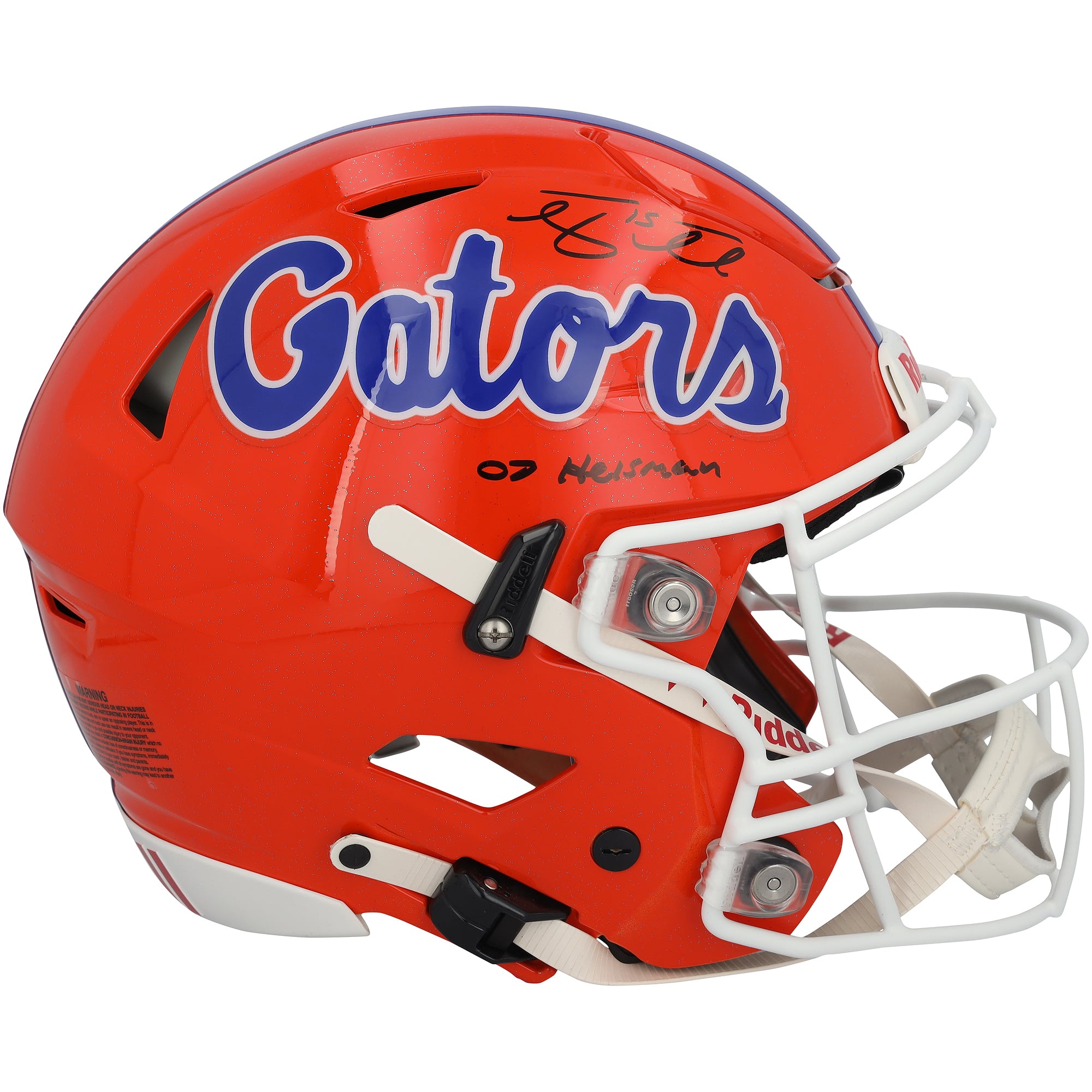 Casque Riddell Speed ​​Flex Authentic autographié par Tim Tebow des Florida Gators avec inscription « Heisman 2007 »