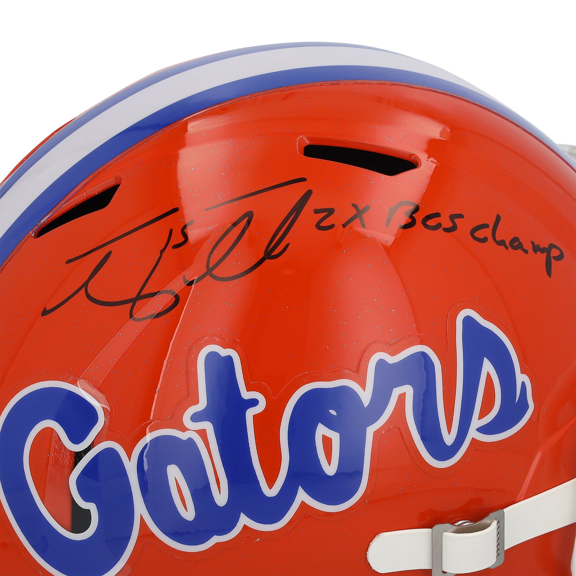 Casque réplique Riddell Speed ​​autographié par Tim Tebow des Florida Gators avec inscription « 2x BCS Champ »