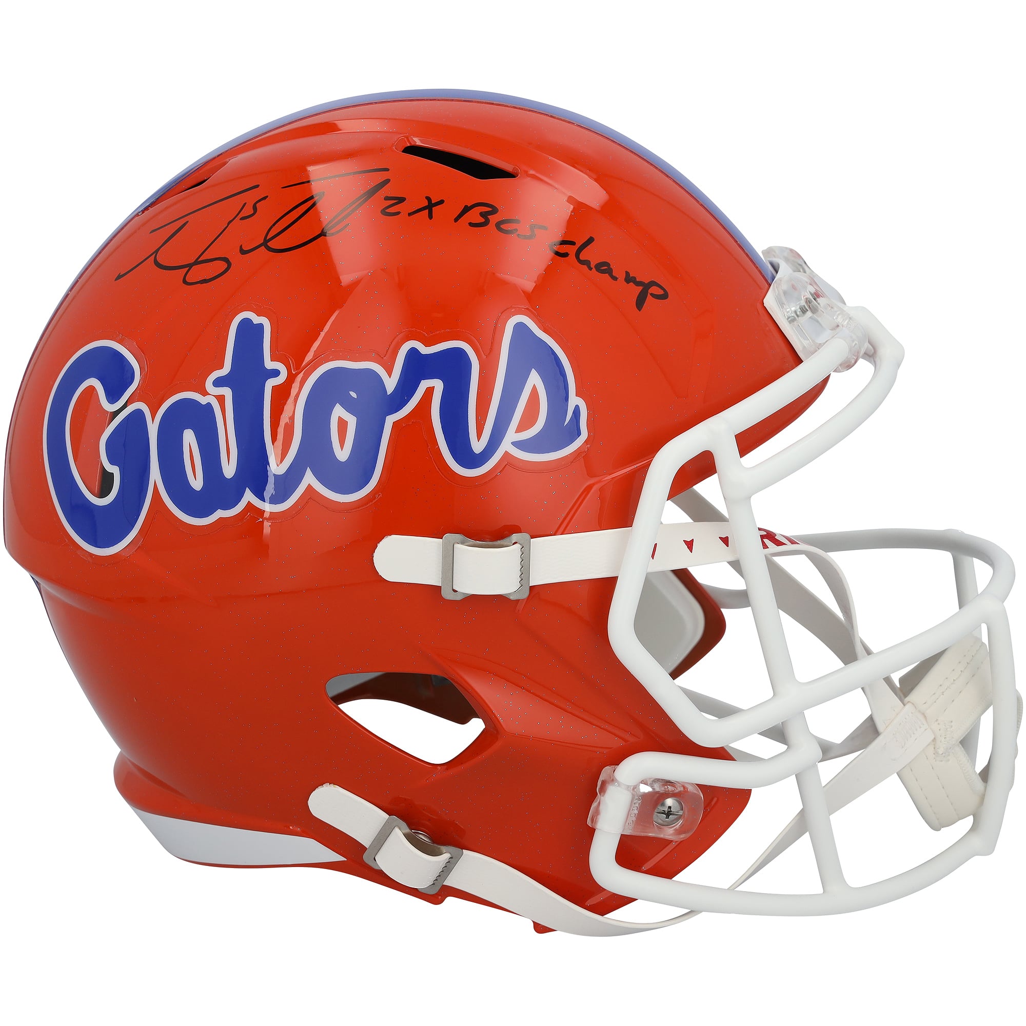 Casque réplique Riddell Speed ​​autographié par Tim Tebow des Florida Gators avec inscription « 2x BCS Champ »